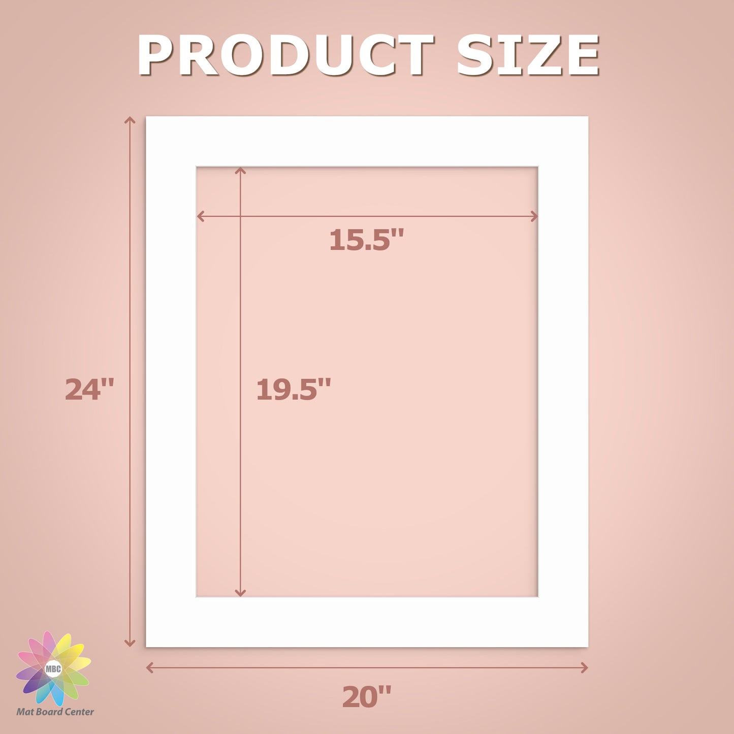20x24 Whitecore Pre-Cut Mat Board for 16x20 Photo- Pack of 50