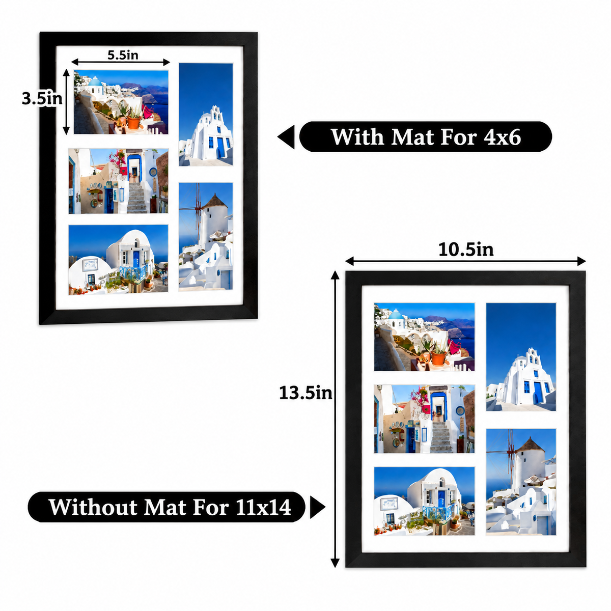 11x14 Collage Picture Frames for Five 4x6 Pictures Black (10 Pcs per Box)