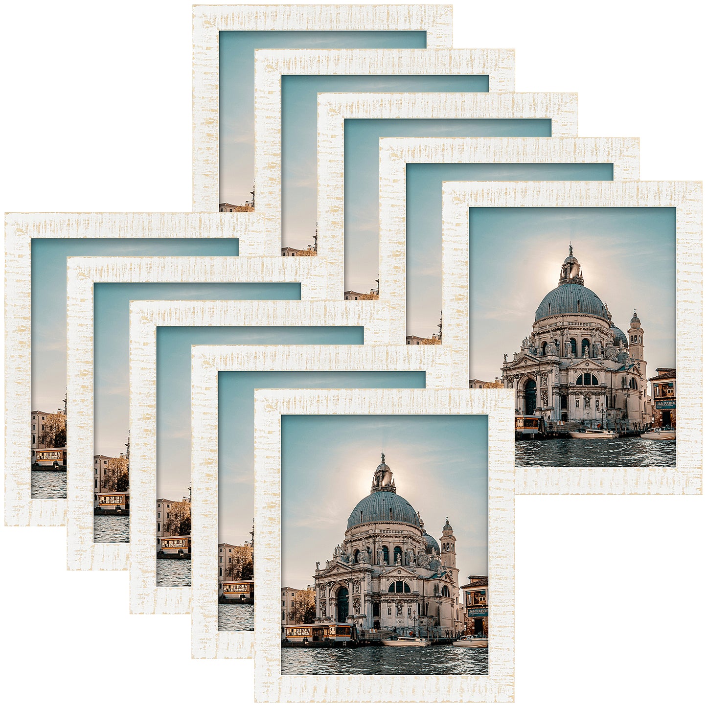 Clearance 8x10 Wood Frame with Plexiglass (10 Pcs Per Box) Rustic White