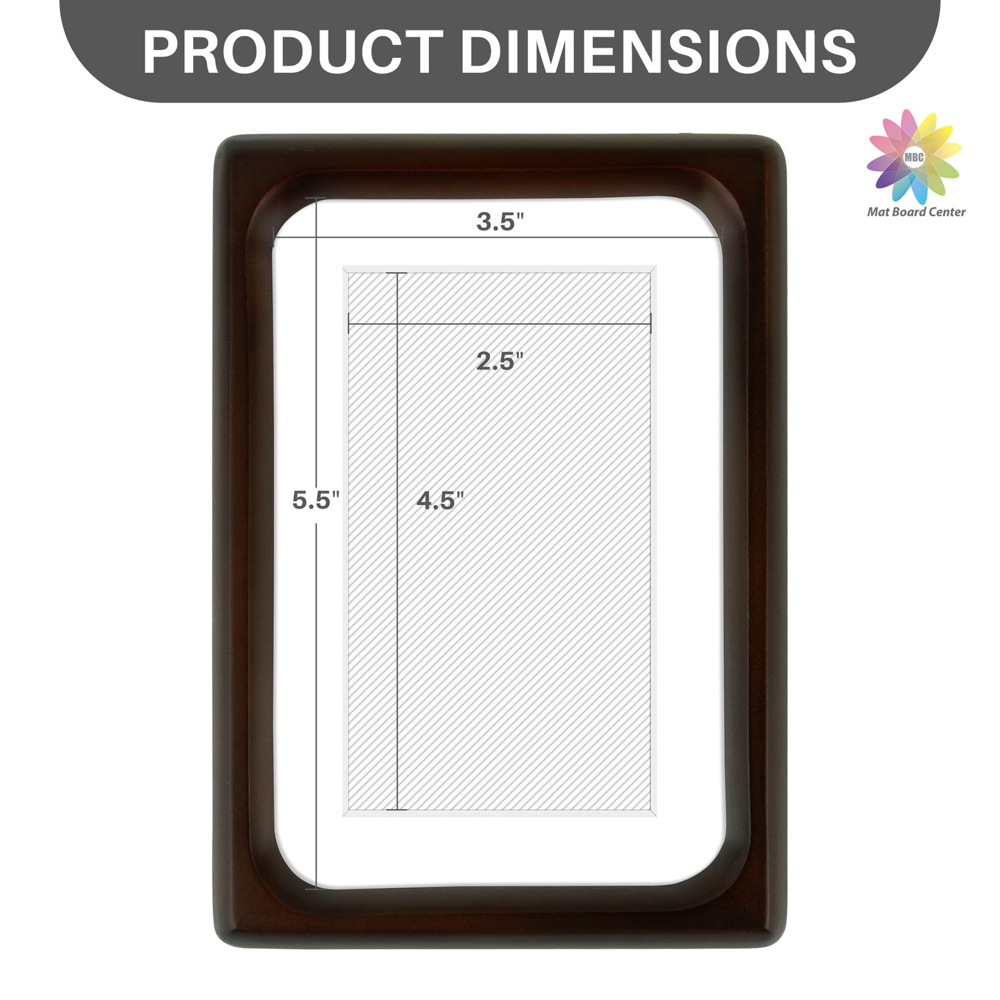 Rounded Corner 4x6 Wood Frame For 3x5 Photos With White Mat and Real Glass Brown (6 Pcs per Box)
