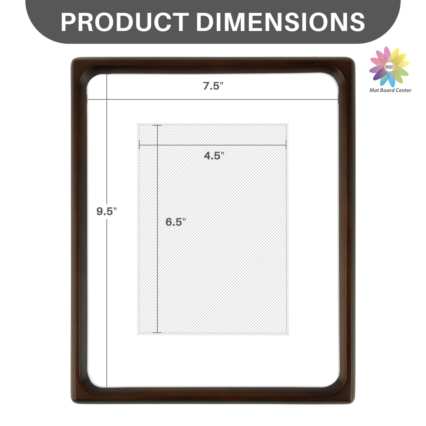 Rounded Corner 8x10 Wood Frame For 5x7 Photos With White Mat and Real Glass Brown (6 Pcs per Box)