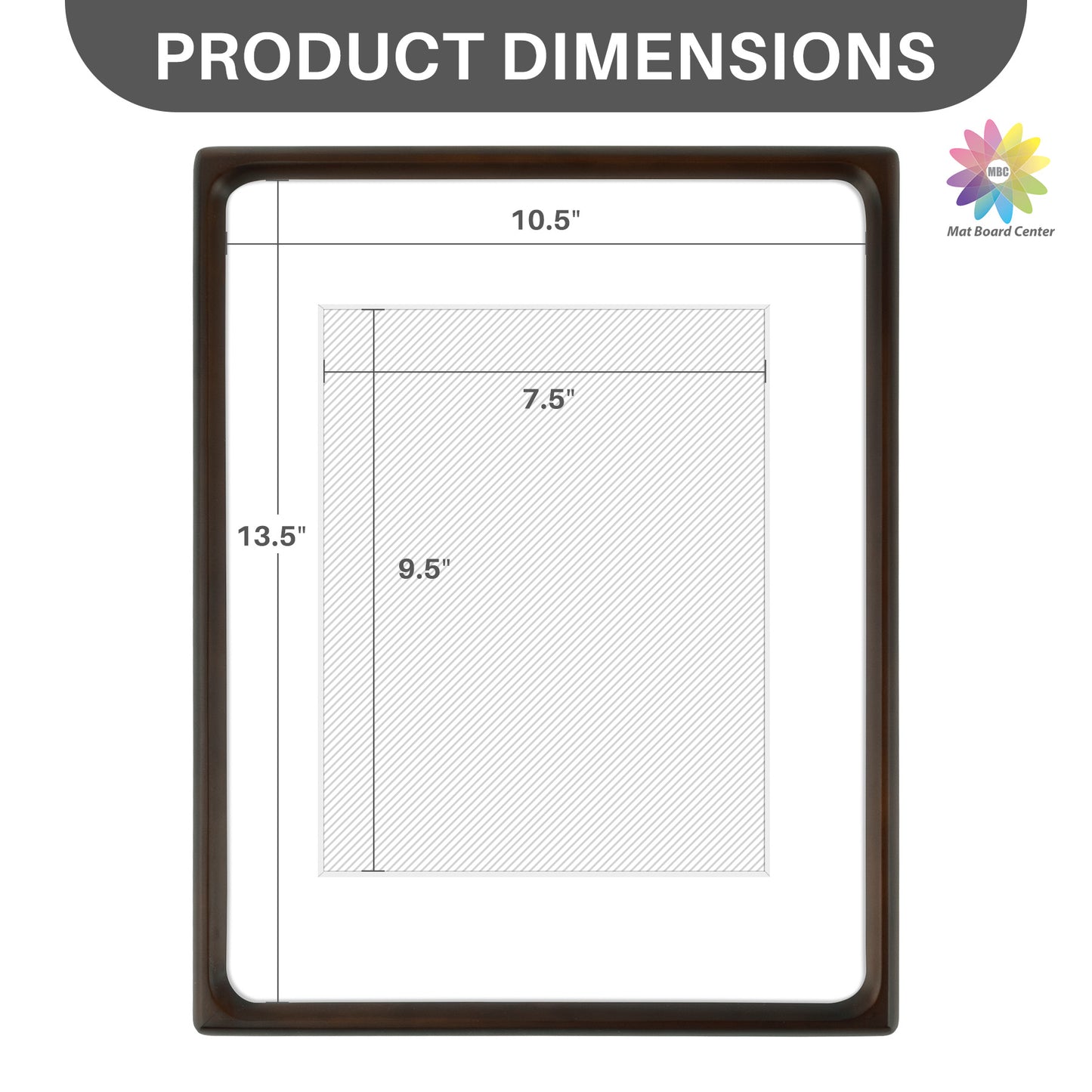 Rounded Corner 11x14 Wood Frame For 8x10 Photos With White Mat and Real Glass Brown (6 Pcs per Box)