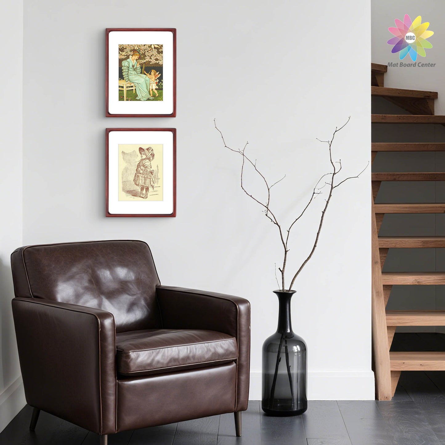 Clearance Rounded Corner 11x14 Picture Frame For 8x10 Photos With White Mat and Real Glass Mahogany (6 Pcs Per Box)