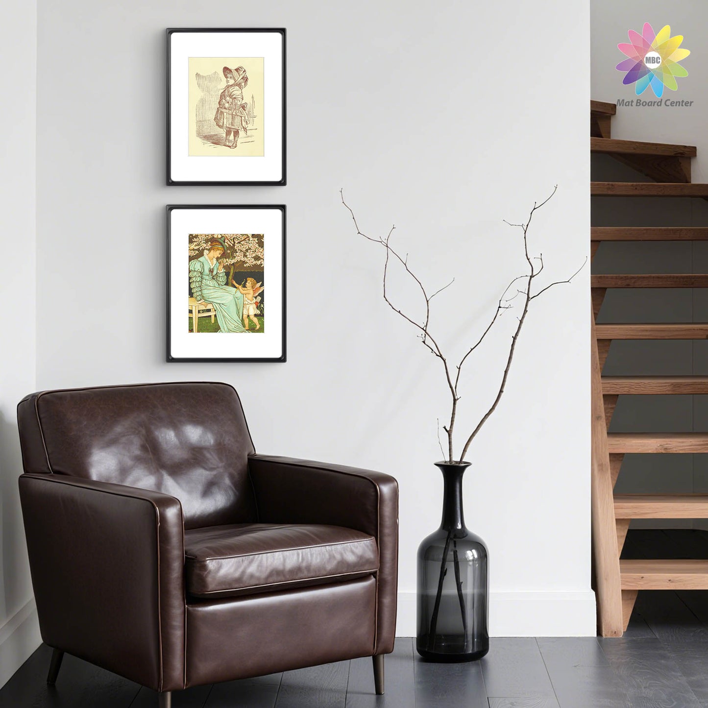 Clearance Rounded Corner 12x16 Wood Frame For 8.5x11 Photos With White Mat and Real Glass Black (6 Pcs Per Box)