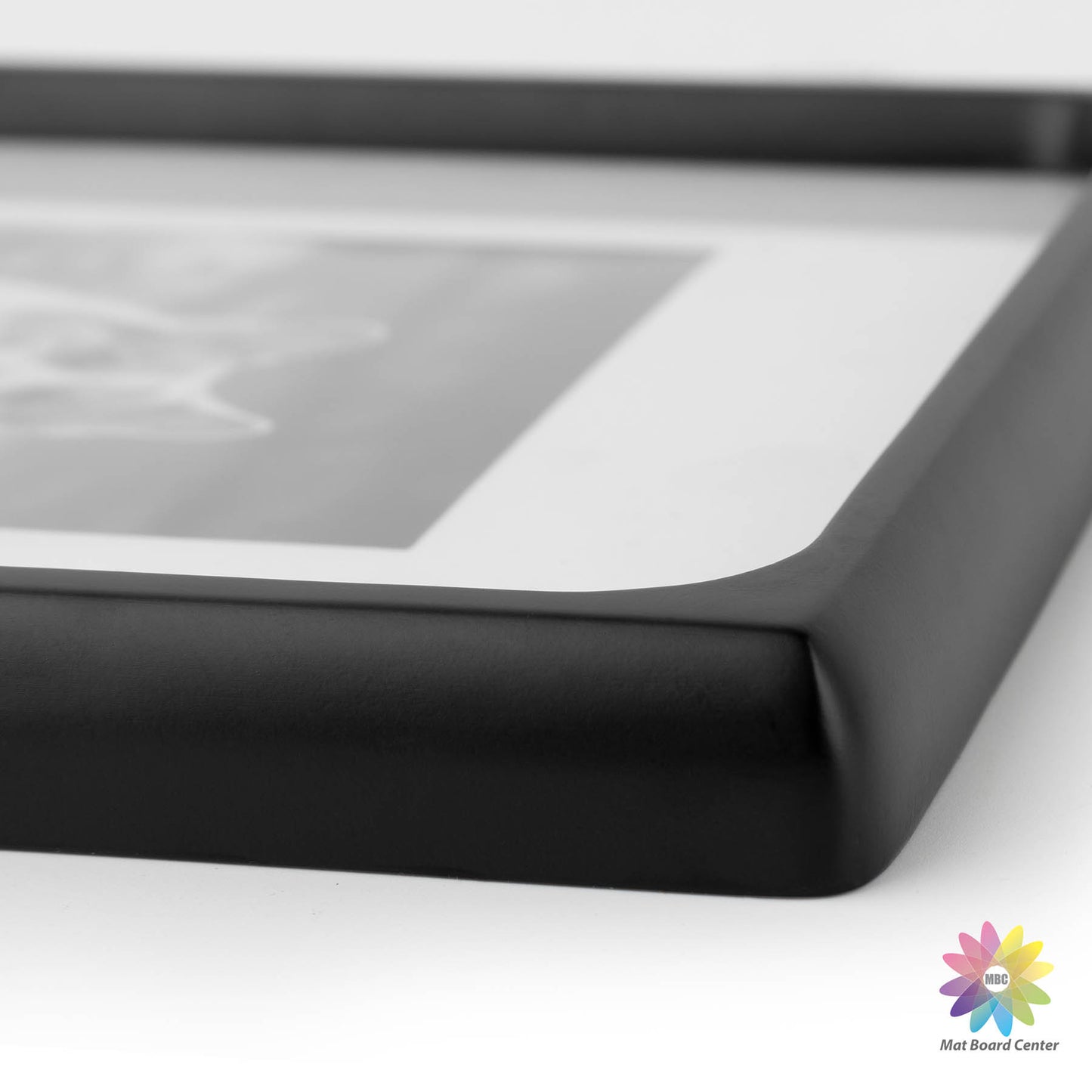 Clearance Rounded Corner 12x16 Wood Frame For 8.5x11 Photos With White Mat and Real Glass Black (6 Pcs Per Box)