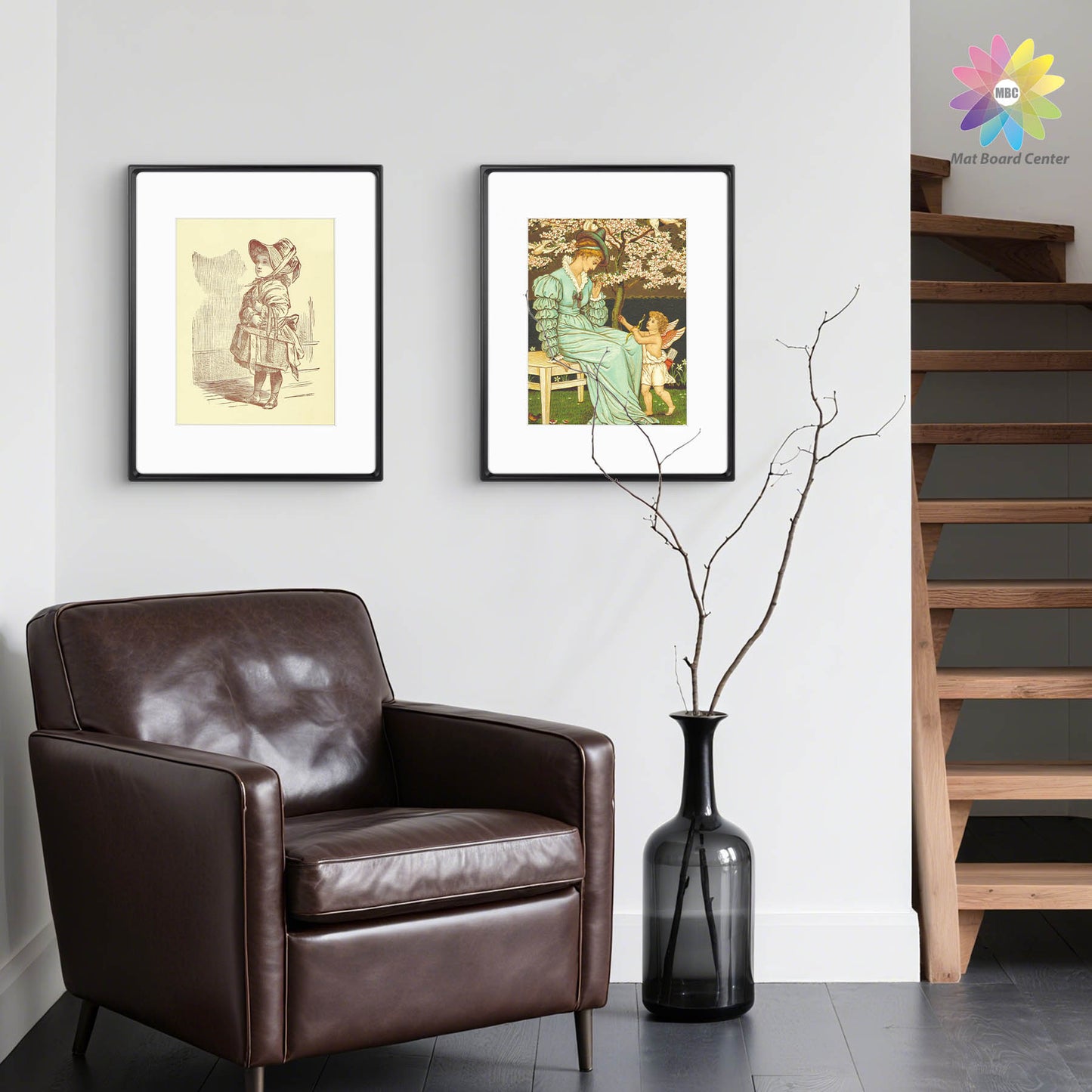 Clearance Rounded Corner 16x20 Wood Frame For 11x14 Photos With White Mat and Real Glass Black (6 Pcs Per Box)