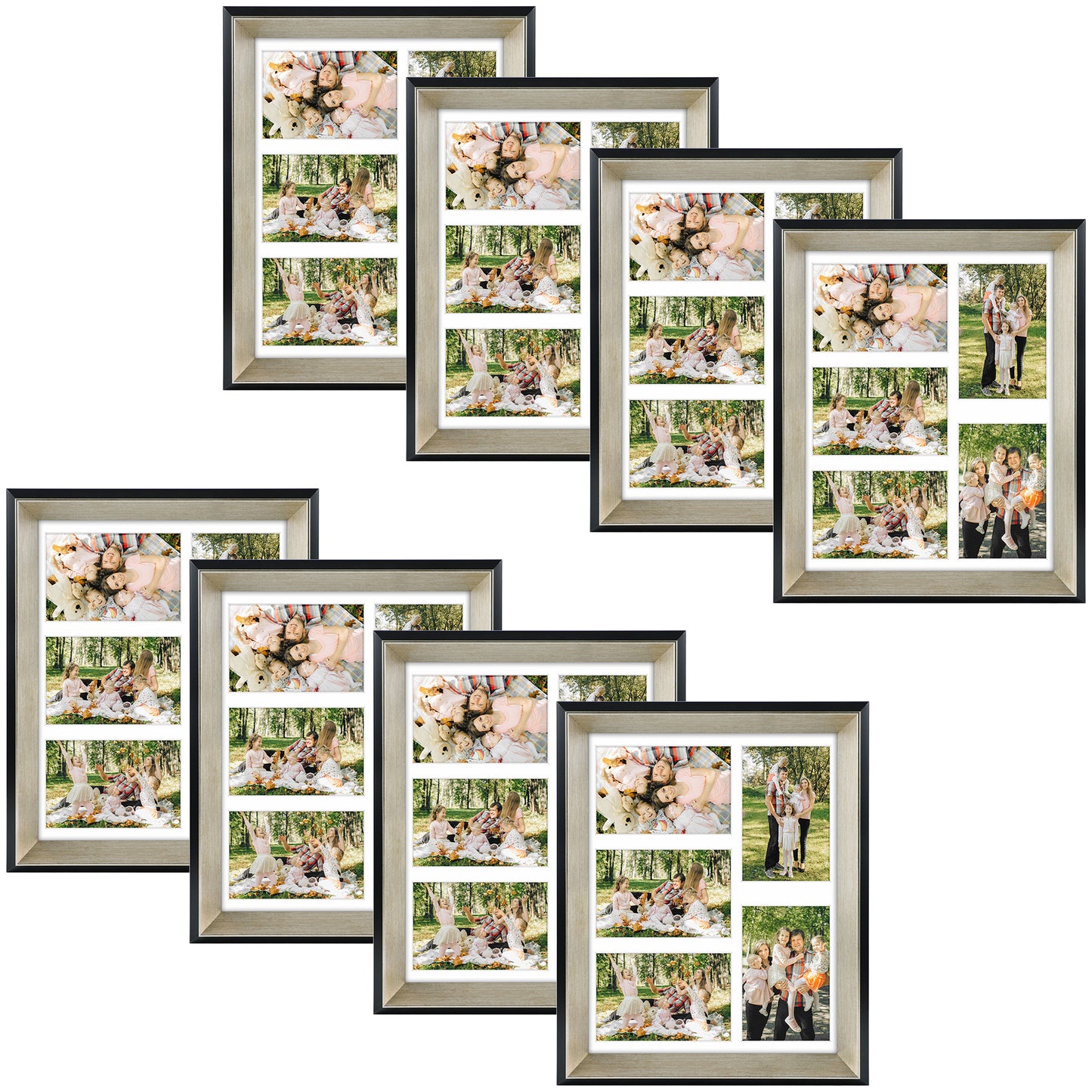 11x14 Collage Picture Frame Displays Five 4x6 Pictures Black/Silver Color (8 Pcs per Box)