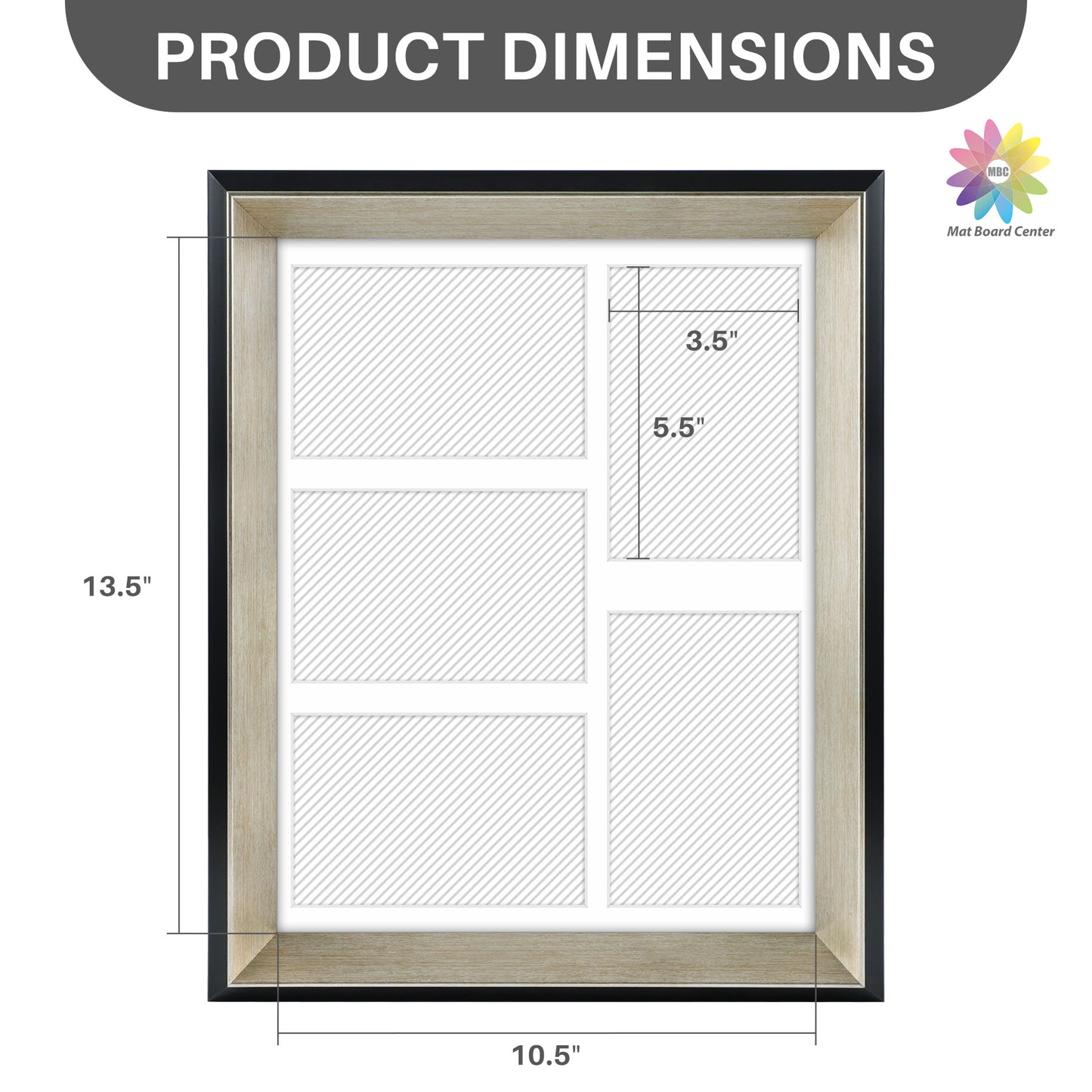 11x14 Collage Picture Frame Displays Five 4x6 Pictures Black/Silver Color (8 Pcs per Box)