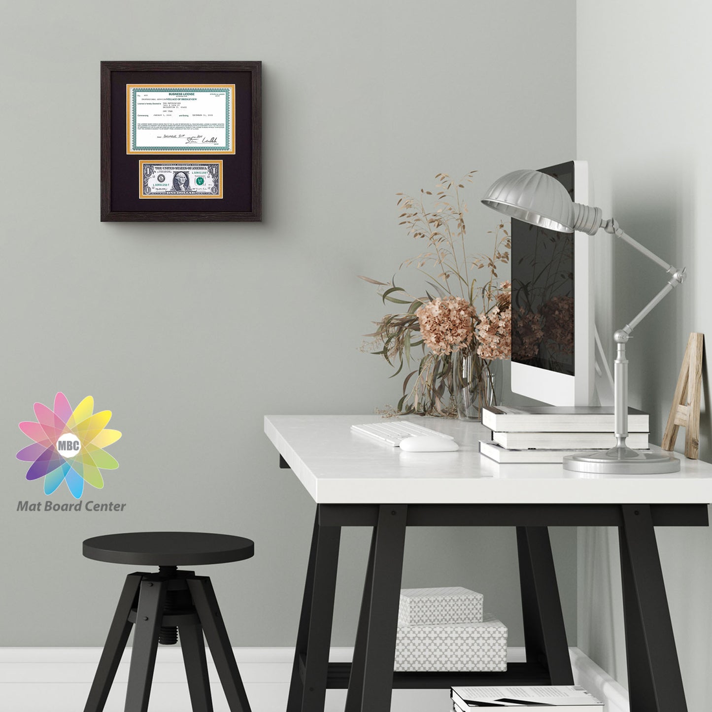 10.5x10.5 Picture Frame with 2 Openings Fits A 5.5x8.5 Business License and Dollar Bill(10 Pcs per Box)