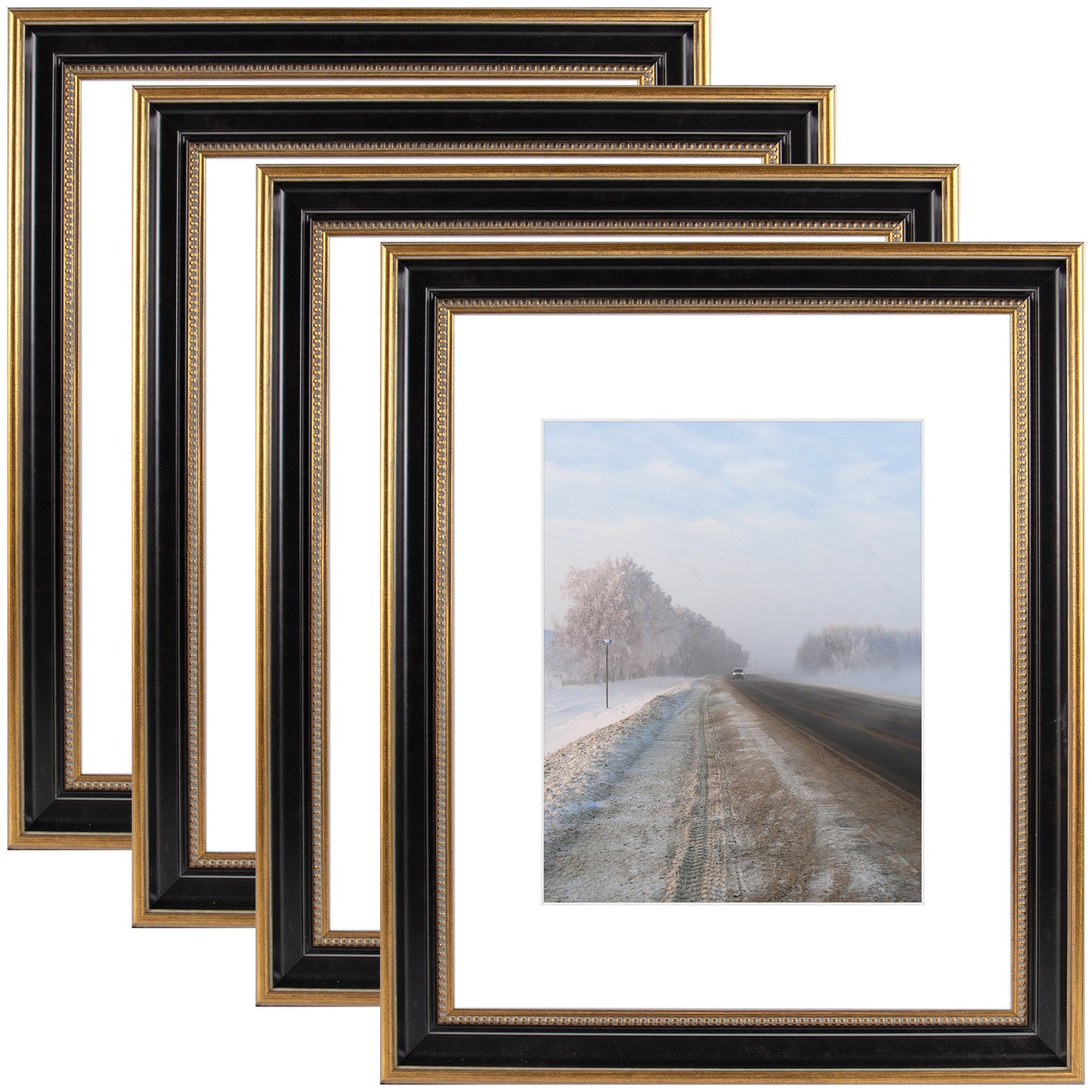 16x20 Photo Frame with White Mat for 11x14 Picture Ornate Gold/Black (4 Pcs Per Box)