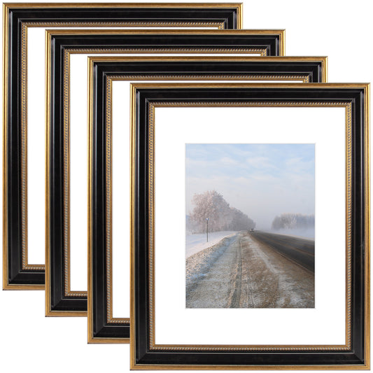 16x20 Photo Frame with White Mat for 11x14 Picture Ornate Gold/Black (4 Pcs Per Box)
