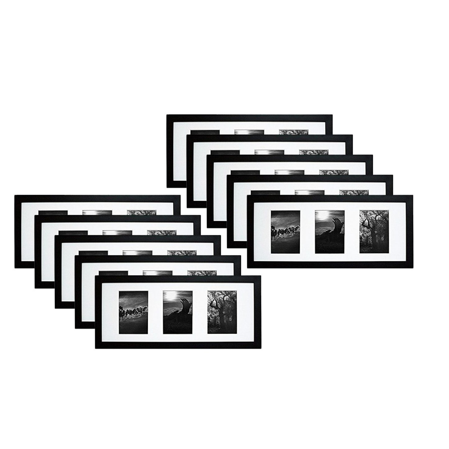 8x20 Collage Picture Frames for Three 4x6 Picture Black Wood Frame(10 Pcs per Box)
