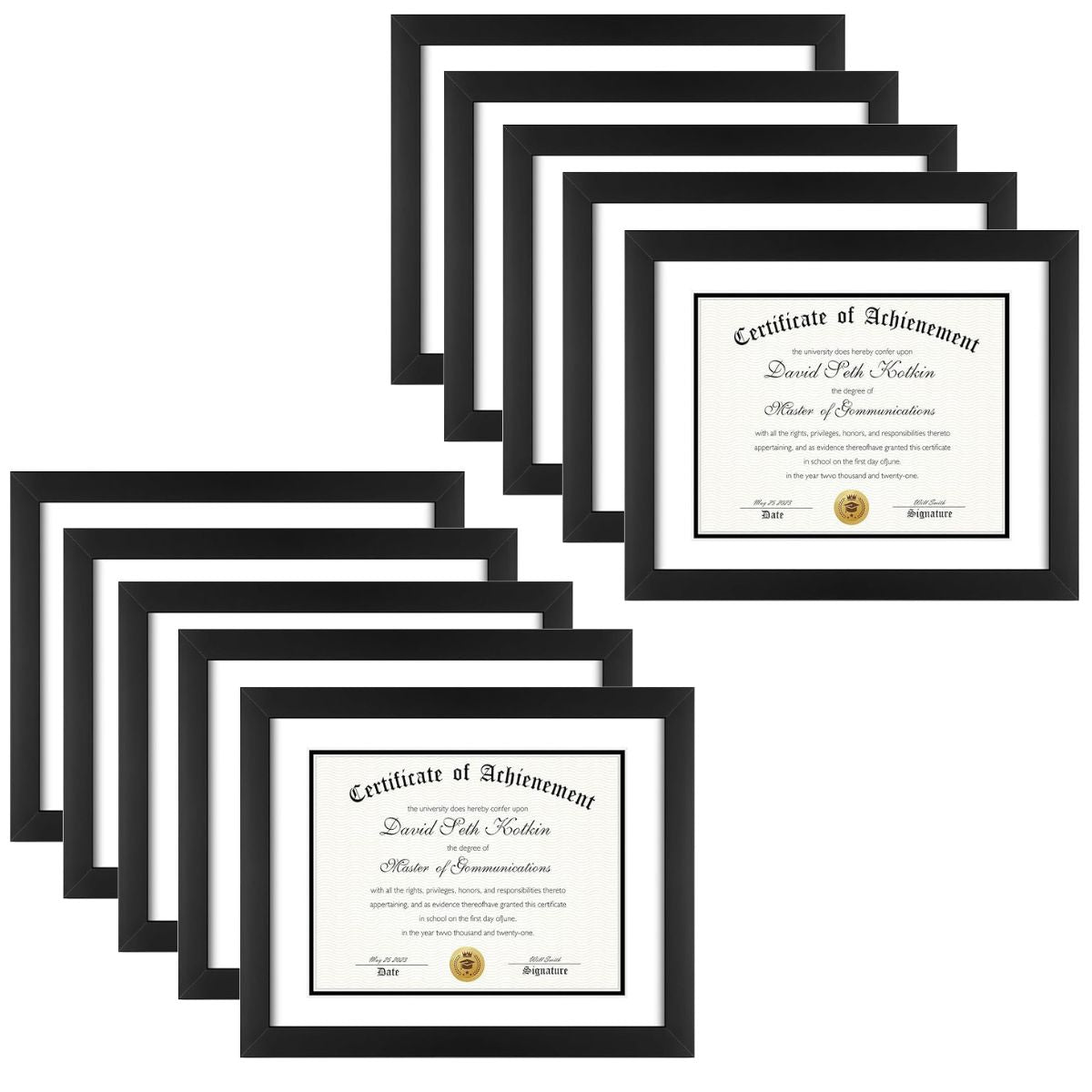 11x14 Wood Frame for 8.5x11 Certificate Diploma Frames (10 Pcs per Box) Black