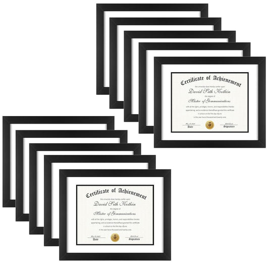 11x14 Wood Frame for 8.5x11 Certificate Diploma Frames (10 Pcs per Box) Black