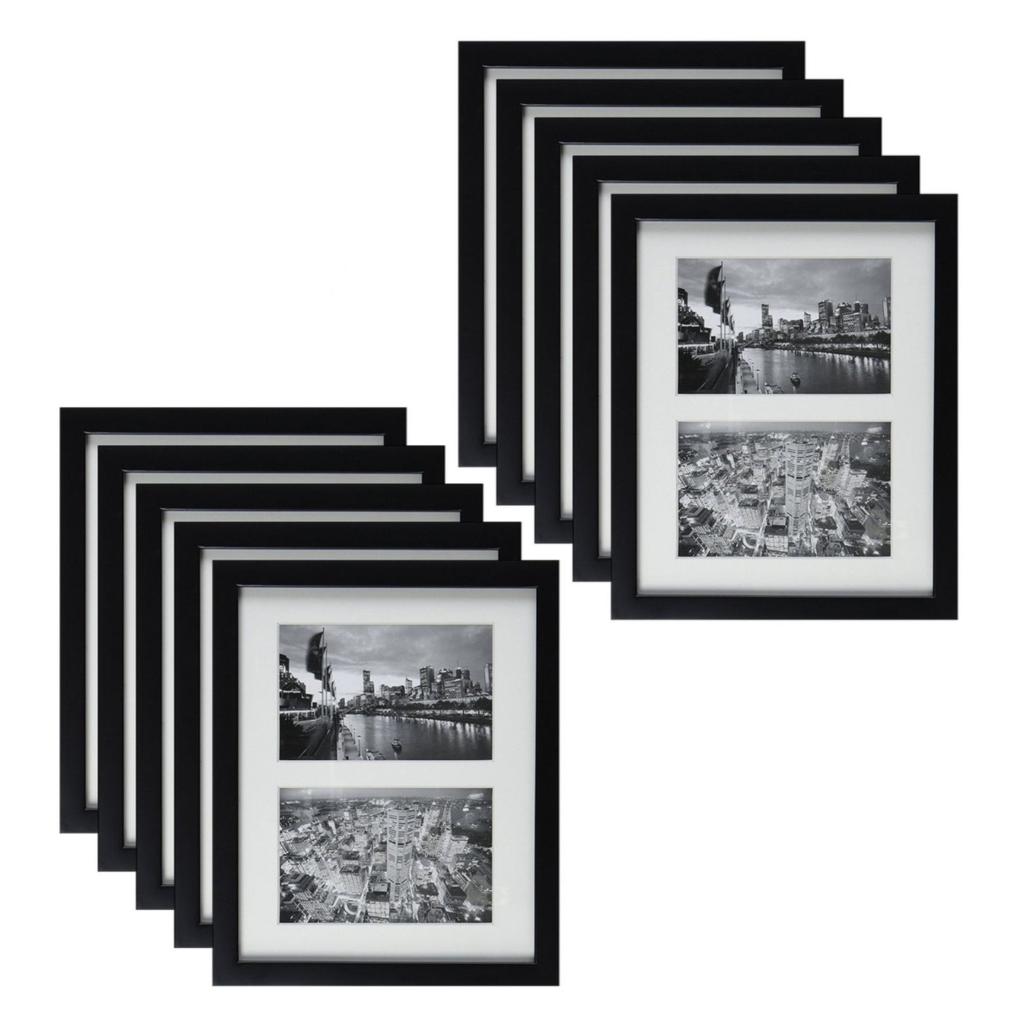 8x10 Collage Picture Frames for Two 4x6 Picture Wood Frames (10 Pcs per Box) Black
