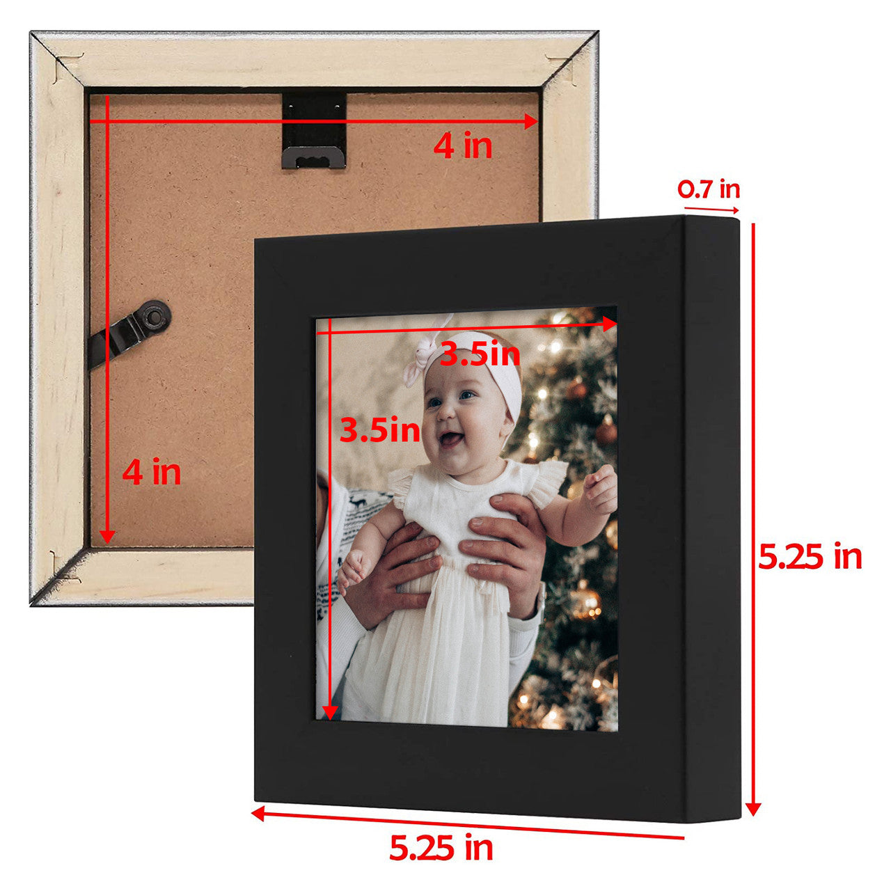 4X4 Wood Frames, Square Frames with Tempered Glass (9 Pcs per Box)
