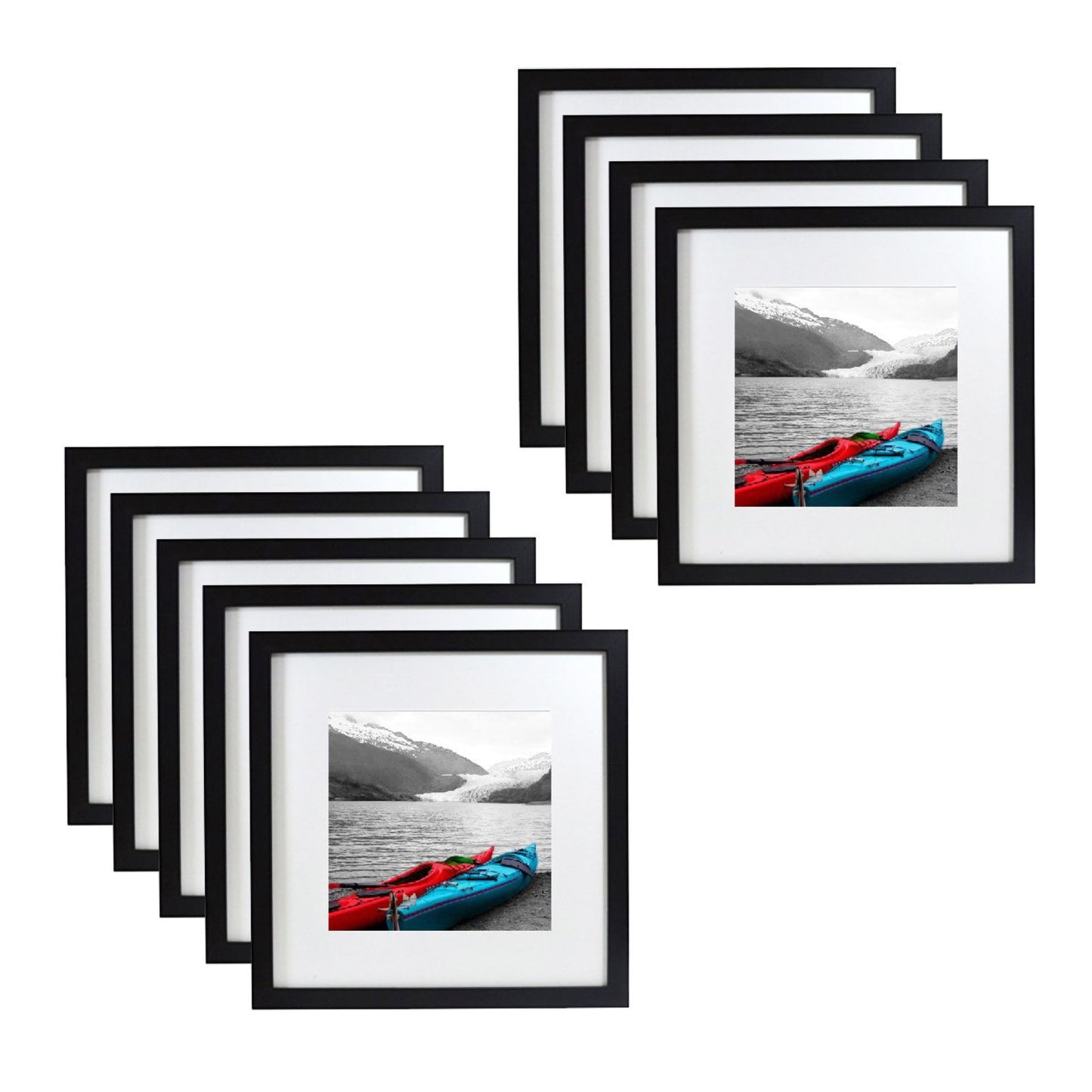 12x12 Wood Frame for 8x8 Picture Smooth Finish (9 Pcs per Box) Black