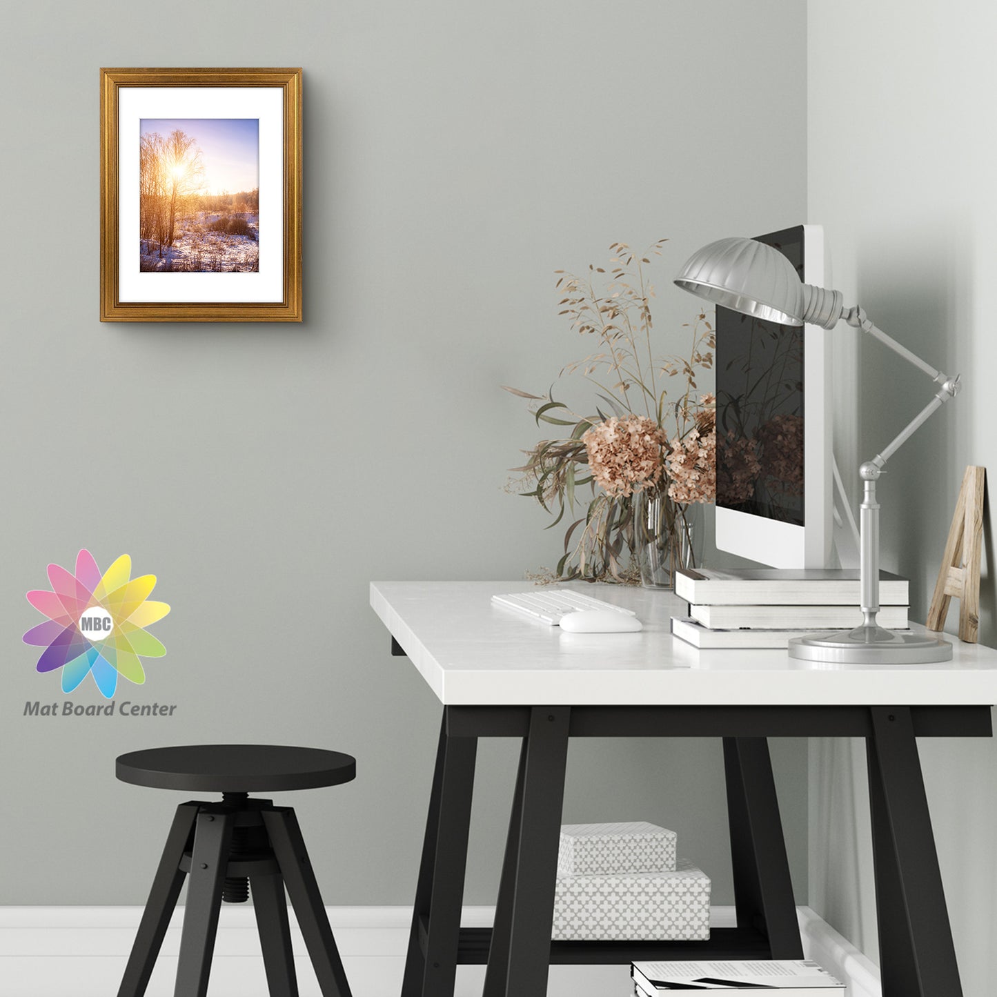 11x14 Picture Frame for 8x10 Picture with White Mat and Real Glass Dark Gold Color (10 Pcs per Box)