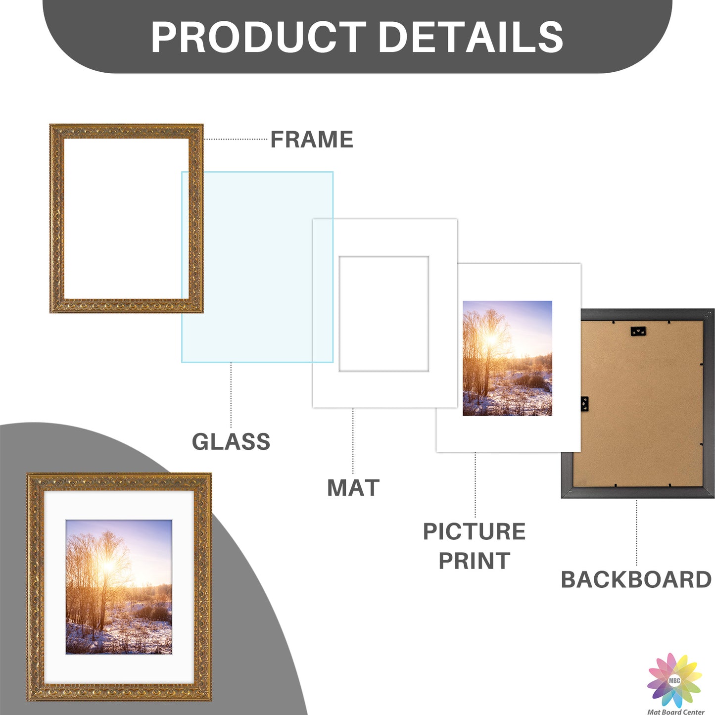 11x14 Ornate Picture Frame for 8x10 Picture Bronze Color (10 Pcs per Box)