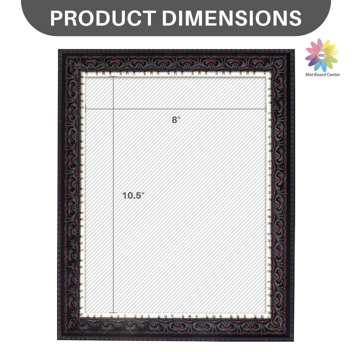 8.5x11 Ornate Picture Frame Black with Silver and Burgundy (10 Pcs per Box)