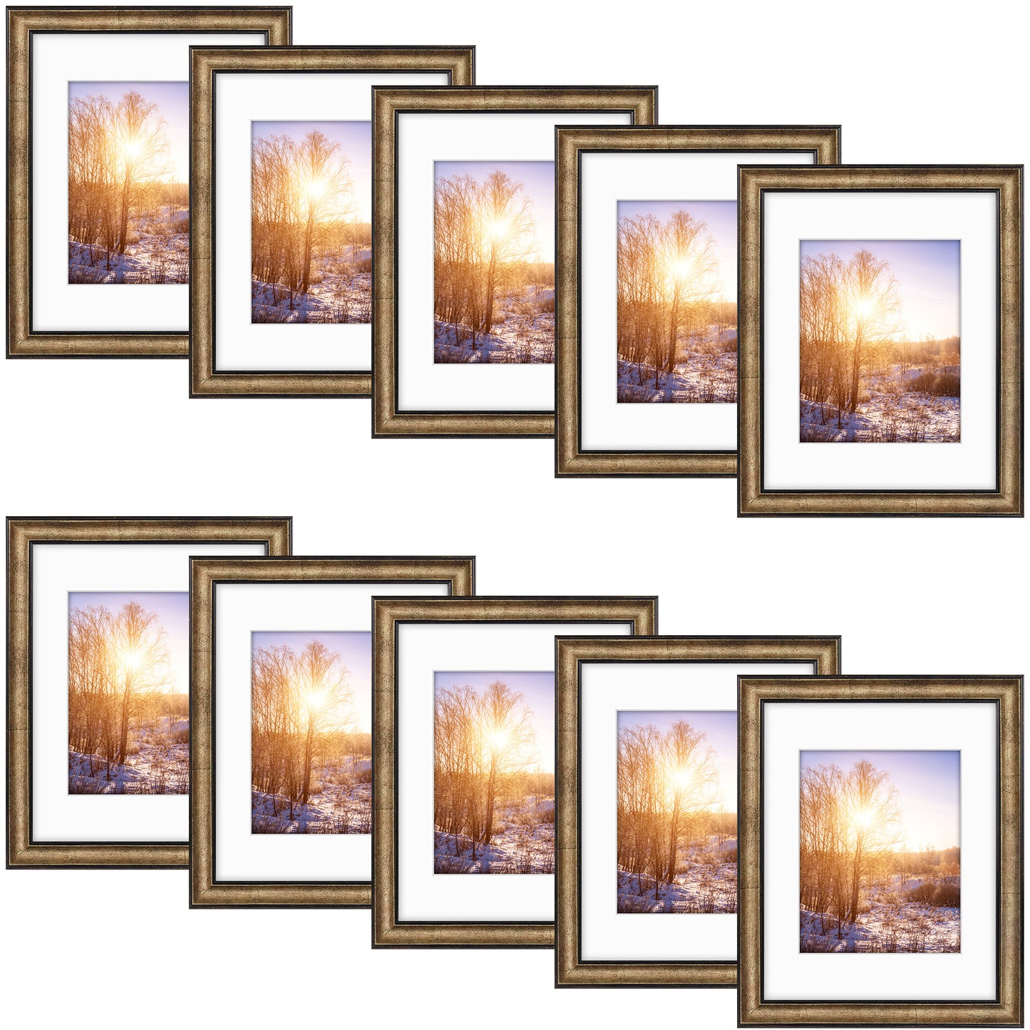 11x14 Picture Frame for 8x10 Photo Dark Brown Color (10 Pcs per Box)