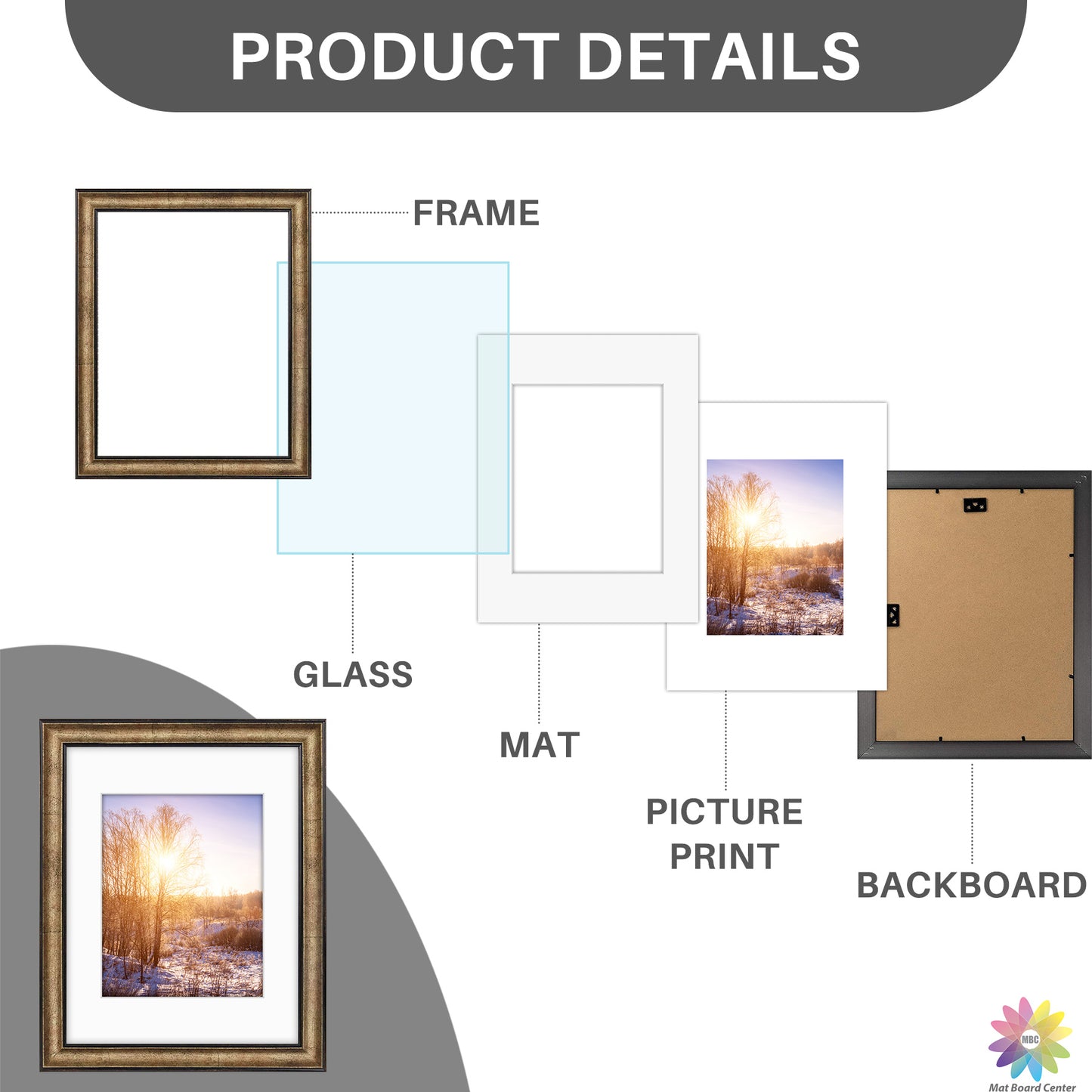 11x14 Picture Frame for 8x10 Photo Dark Brown Color (10 Pcs per Box)
