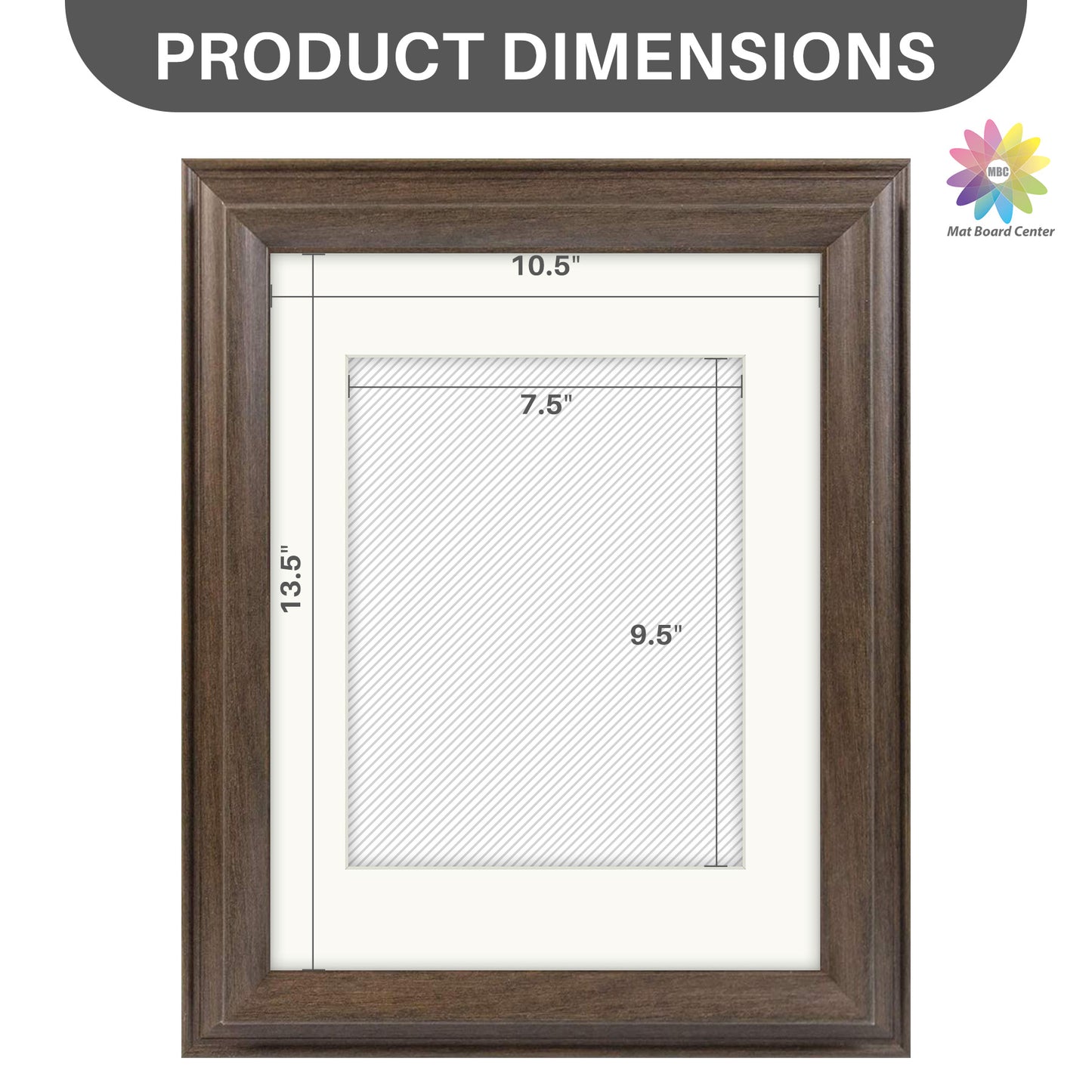 11x14 Picture Frame For 8x10 Picture With Ivory Mat & Real Glass Brown Color (8 Pcs Per Box)