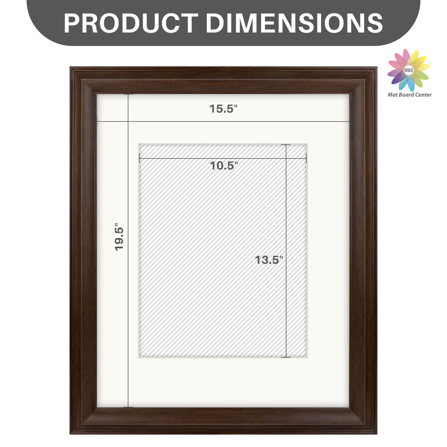 16x20 Picture Frame with 11x14 Ivory Picture Mat and Real Glass Brown Color (4 Pcs per Box)