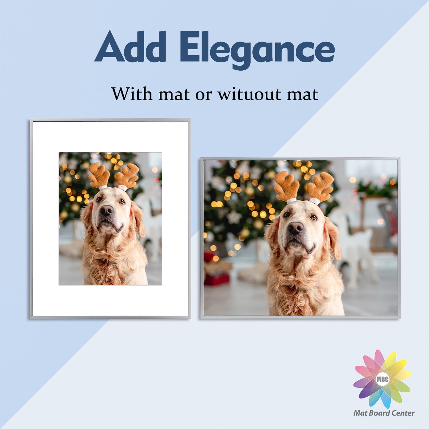 16x20 Metal Picture Frame for 11x14 Picture with White Mat and Real Glass