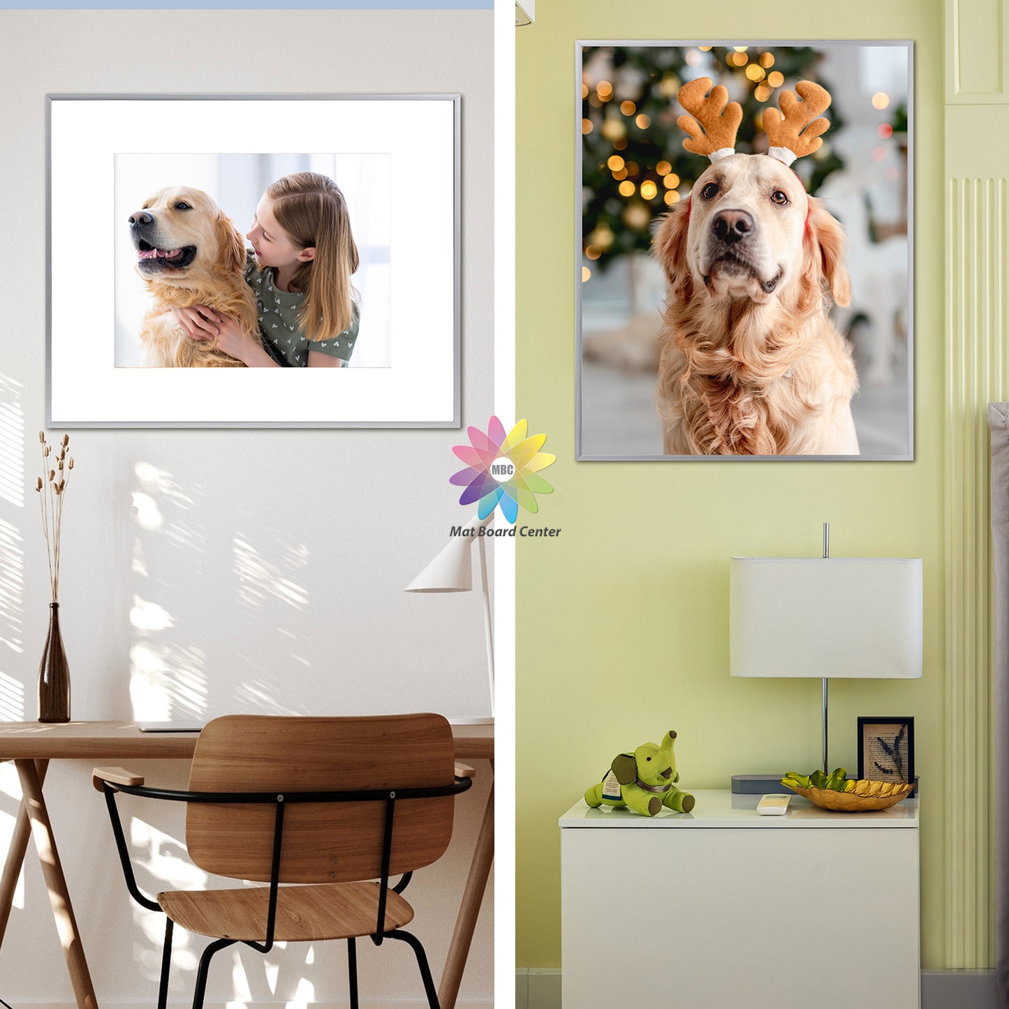 16x20 Metal Picture Frame for 11x14 Picture with White Mat and Real Glass