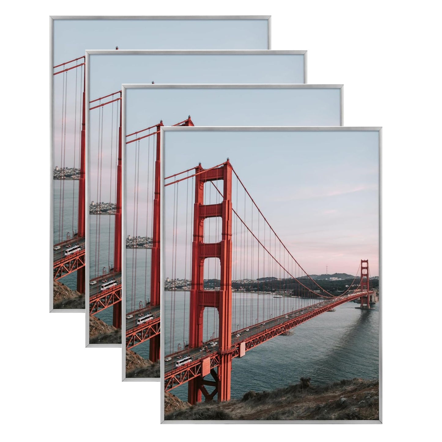 18x24 Black Aluminum Frame Poster Frame with Real Glass (4 Pcs per Box) Silver