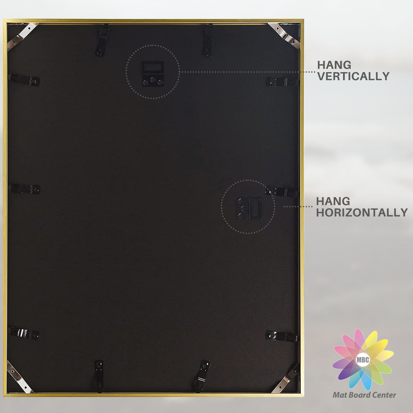 16x20 Metal Picture Frame for 11x14 Picture with White Mat and Real Glass