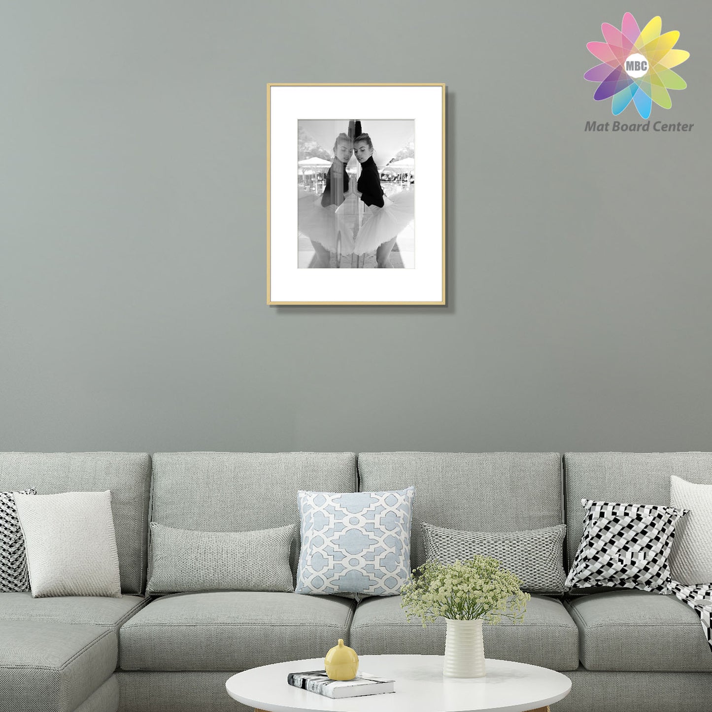 16x20 Metal Picture Frame for 11x14 Picture with White Mat and Real Glass
