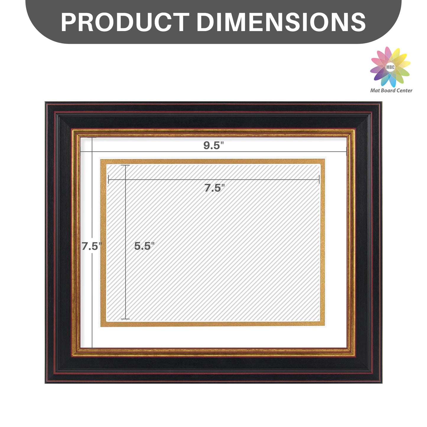 8x10 Diploma Frame for 6x8 with Double Mat and Real Glass Black Gold & Burgundy (10 Pcs per Box)