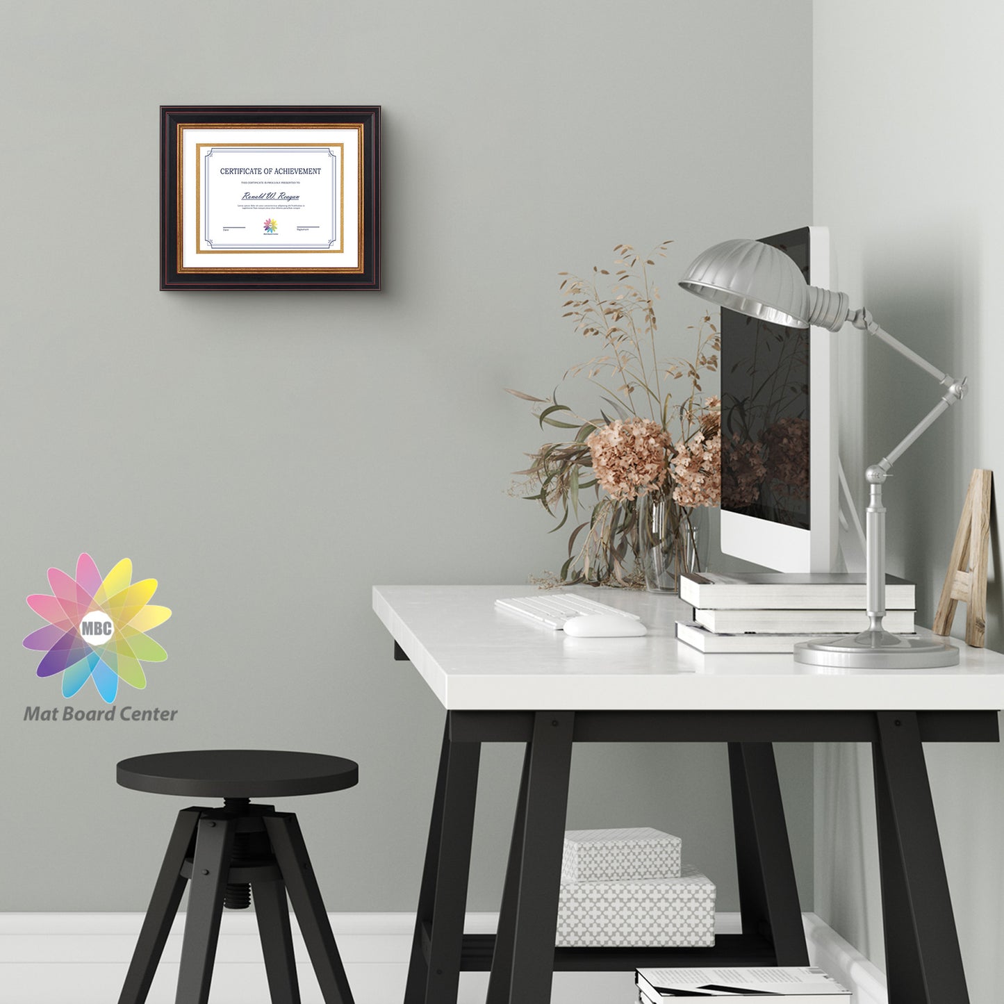 8x10 Diploma Frame for 6x8 with Double Mat and Real Glass Black Gold & Burgundy (10 Pcs per Box)