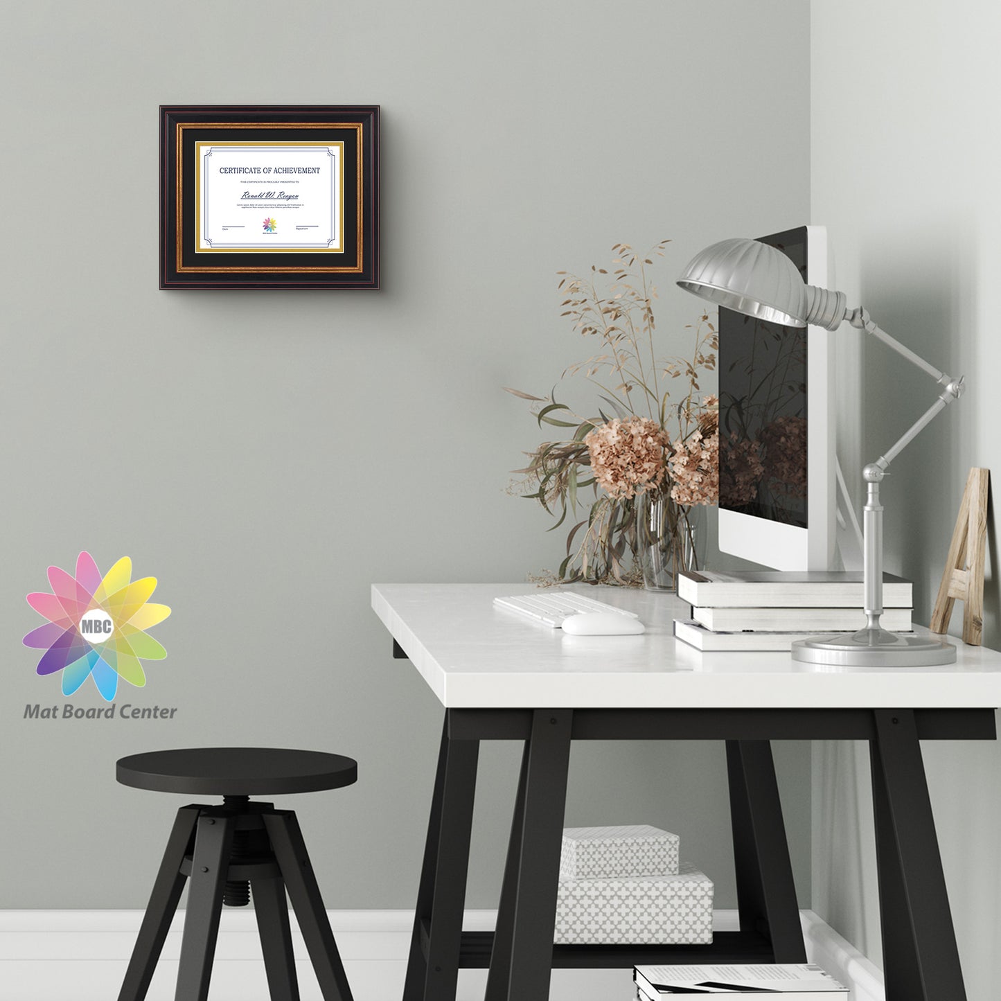 8x10 Diploma Frame for 6x8 with Double Mat and Real Glass Black Gold & Burgundy (10 Pcs per Box)