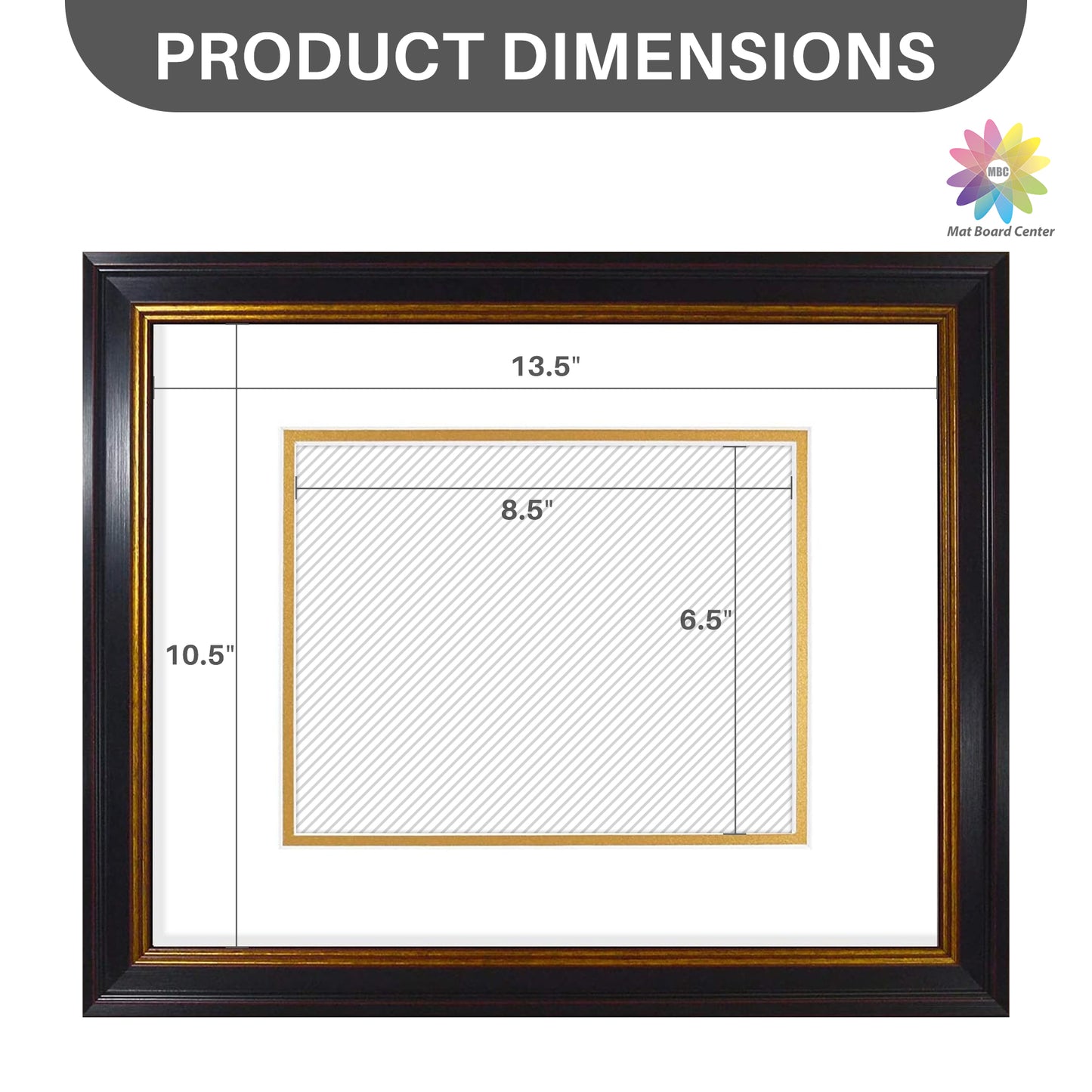 11x14 Diploma Frame for 7x9 Certificate with Double Mat and Real Glass Black Gold & Burgundy Color (10 Pcs per Box)