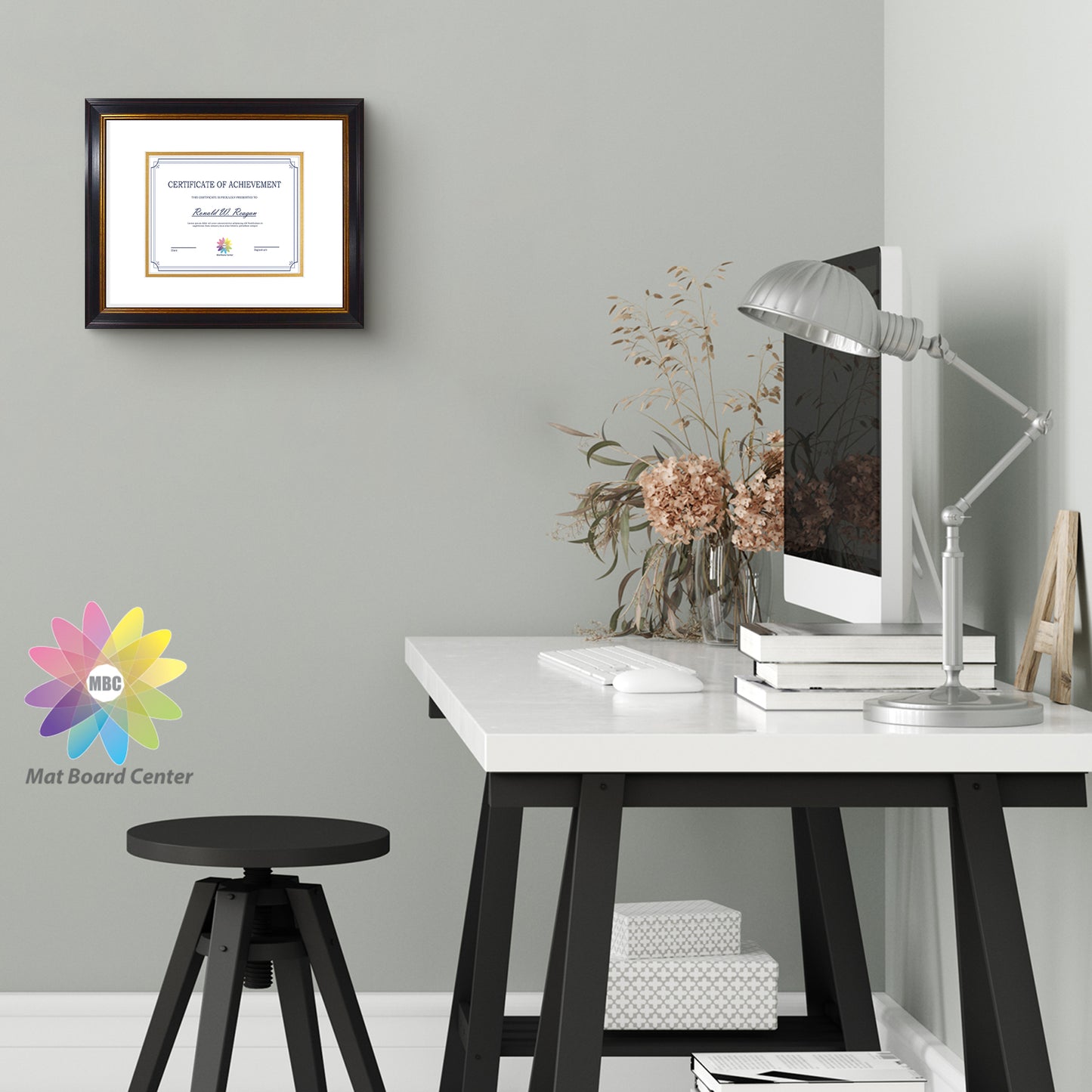 11x14 Diploma Frame for 7x9 Certificate with Double Mat and Real Glass Black Gold & Burgundy Color (10 Pcs per Box)