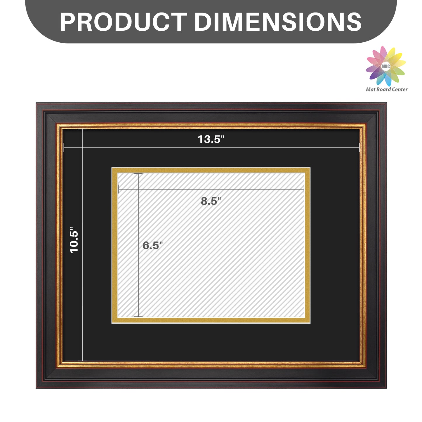11x14 Diploma Frame for 7x9 Certificate with Double Mat and Real Glass Black Gold & Burgundy Color (10 Pcs per Box)
