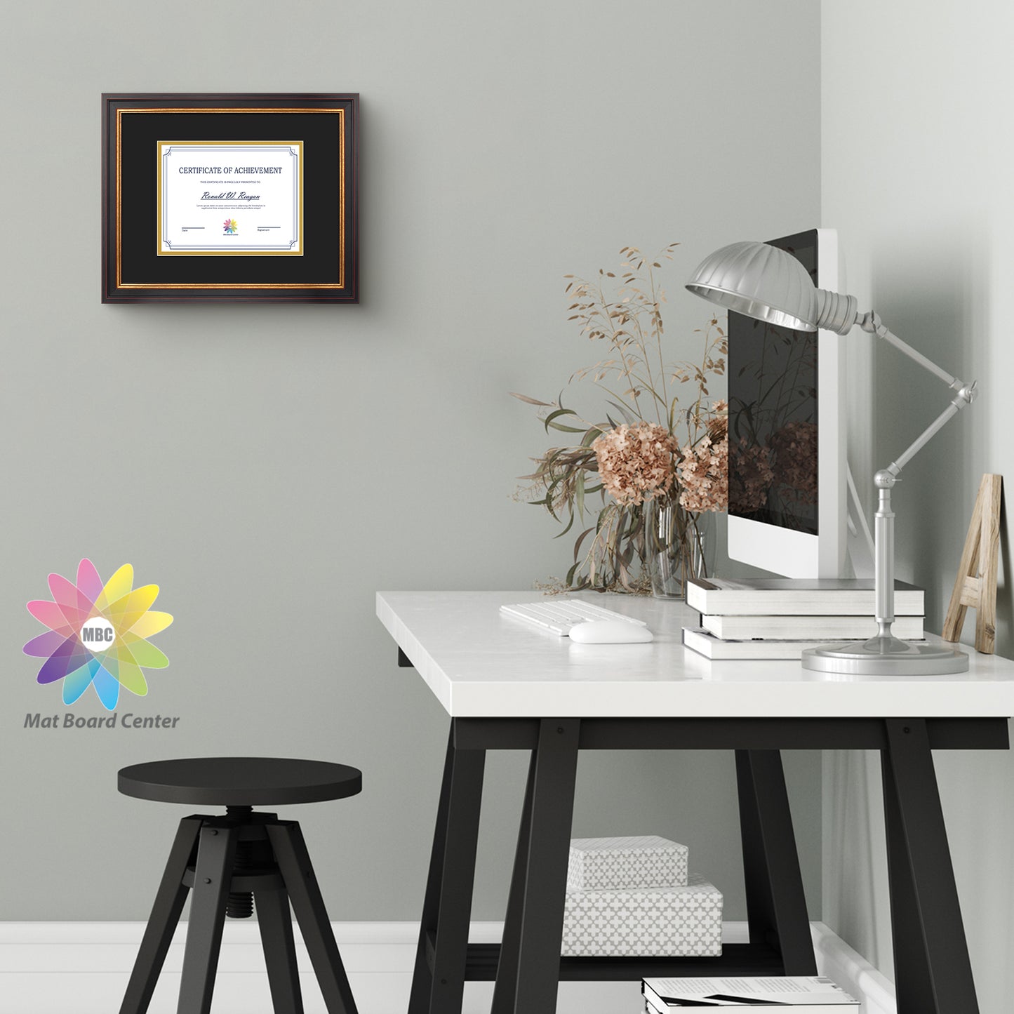 11x14 Diploma Frame for 7x9 Certificate with Double Mat and Real Glass Black Gold & Burgundy Color (10 Pcs per Box)
