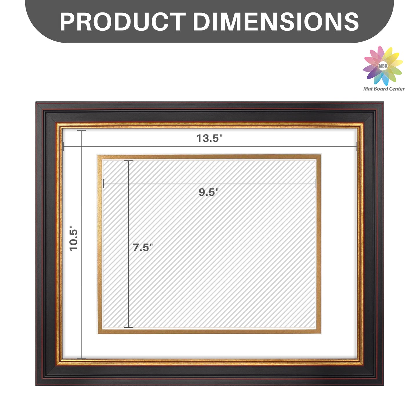 11x14 Diploma Frame for 8x10 Certificate with Double Mat and Real Glass Black Gold & Burgundy Color (10 Pcs per Box)