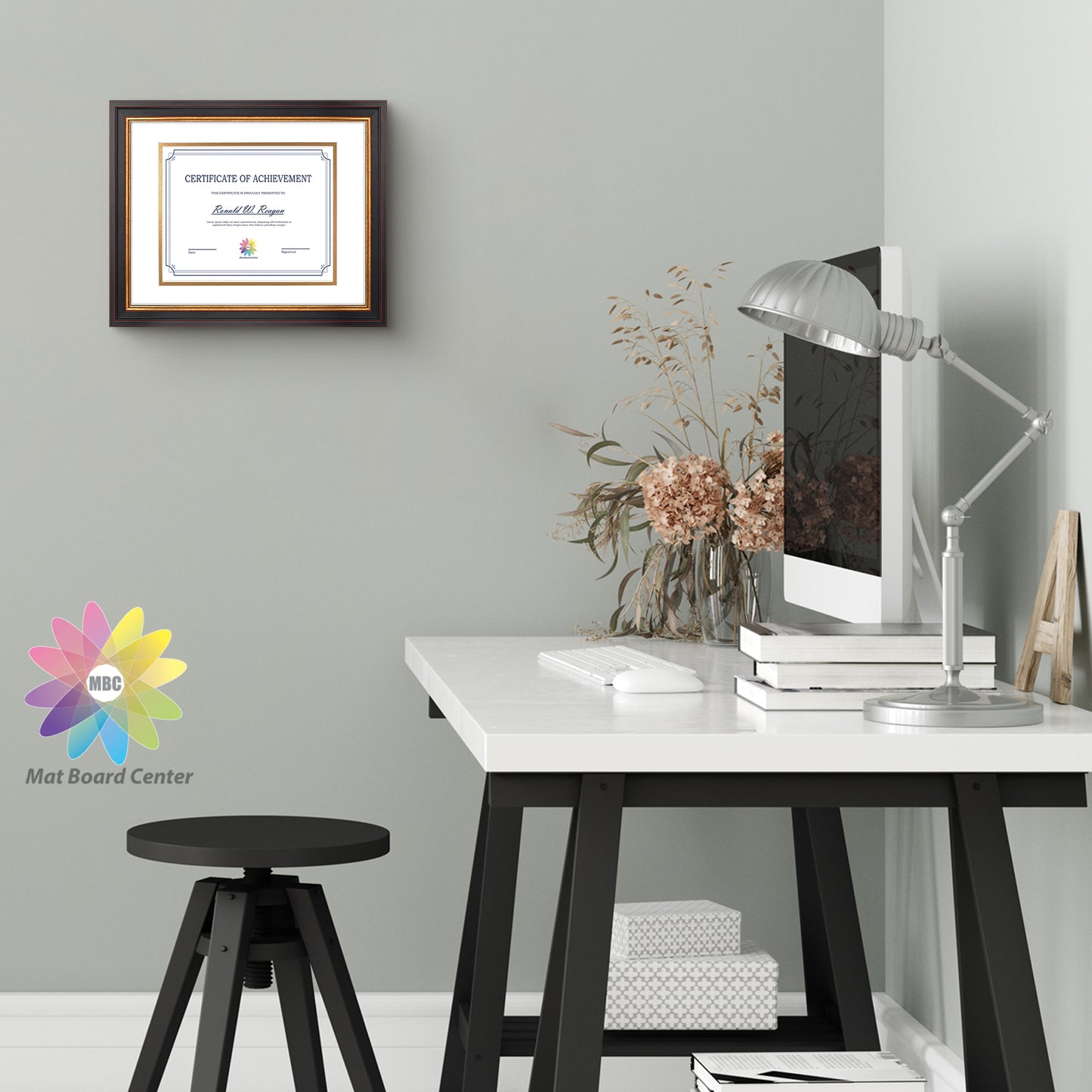 11x14 Diploma Frame for 8x10 Certificate with Double Mat and Real Glass Black Gold & Burgundy Color (10 Pcs per Box)