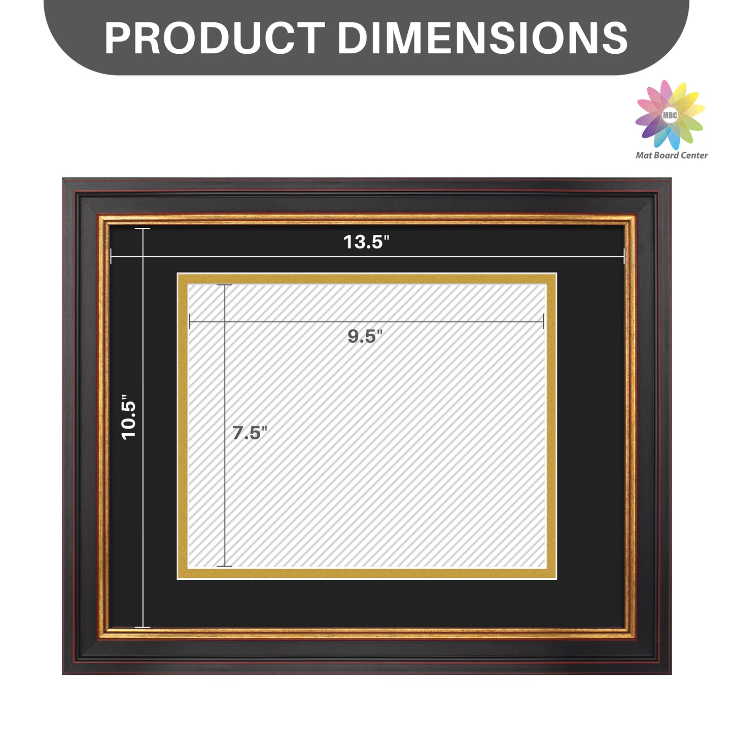 11x14 Diploma Frame for 8x10 Certificate with Double Mat and Real Glass Black Gold & Burgundy Color (10 Pcs per Box)