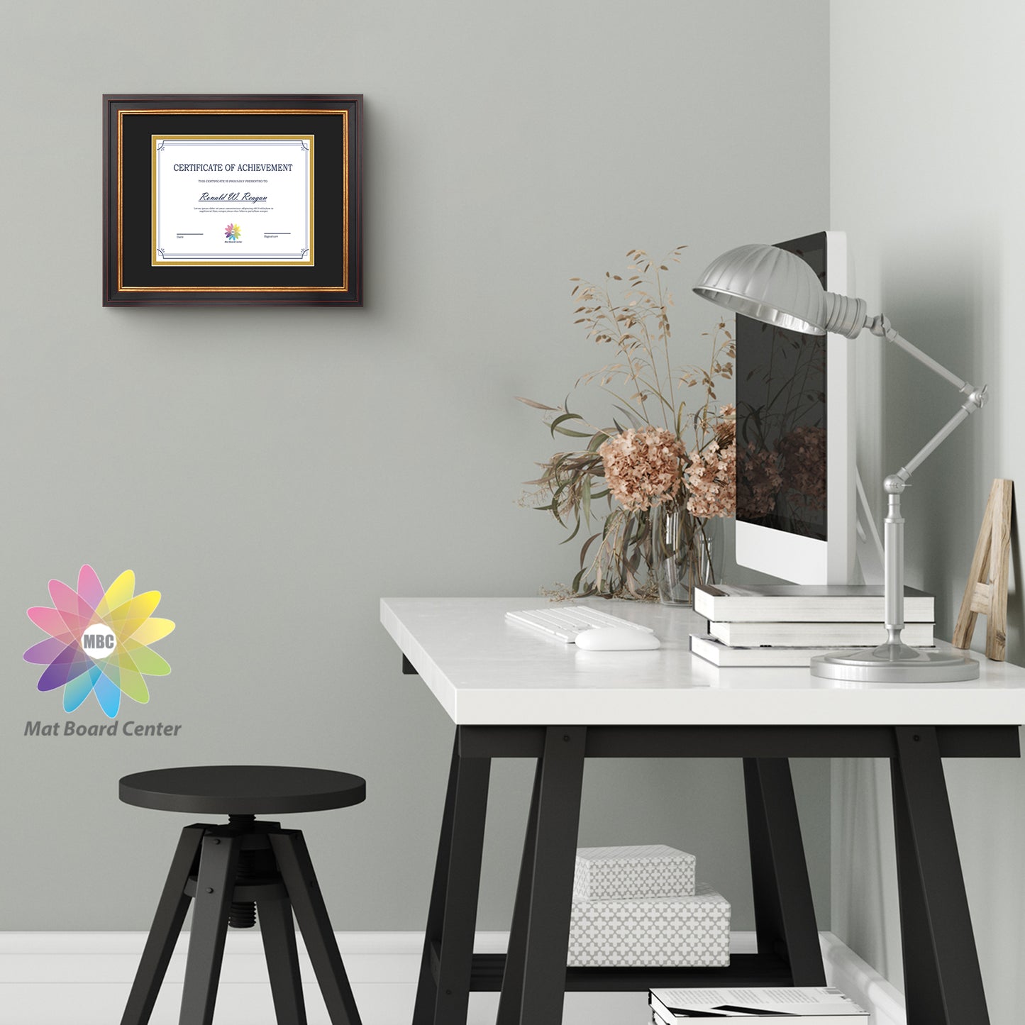 11x14 Diploma Frame for 8x10 Certificate with Double Mat and Real Glass Black Gold & Burgundy Color (10 Pcs per Box)
