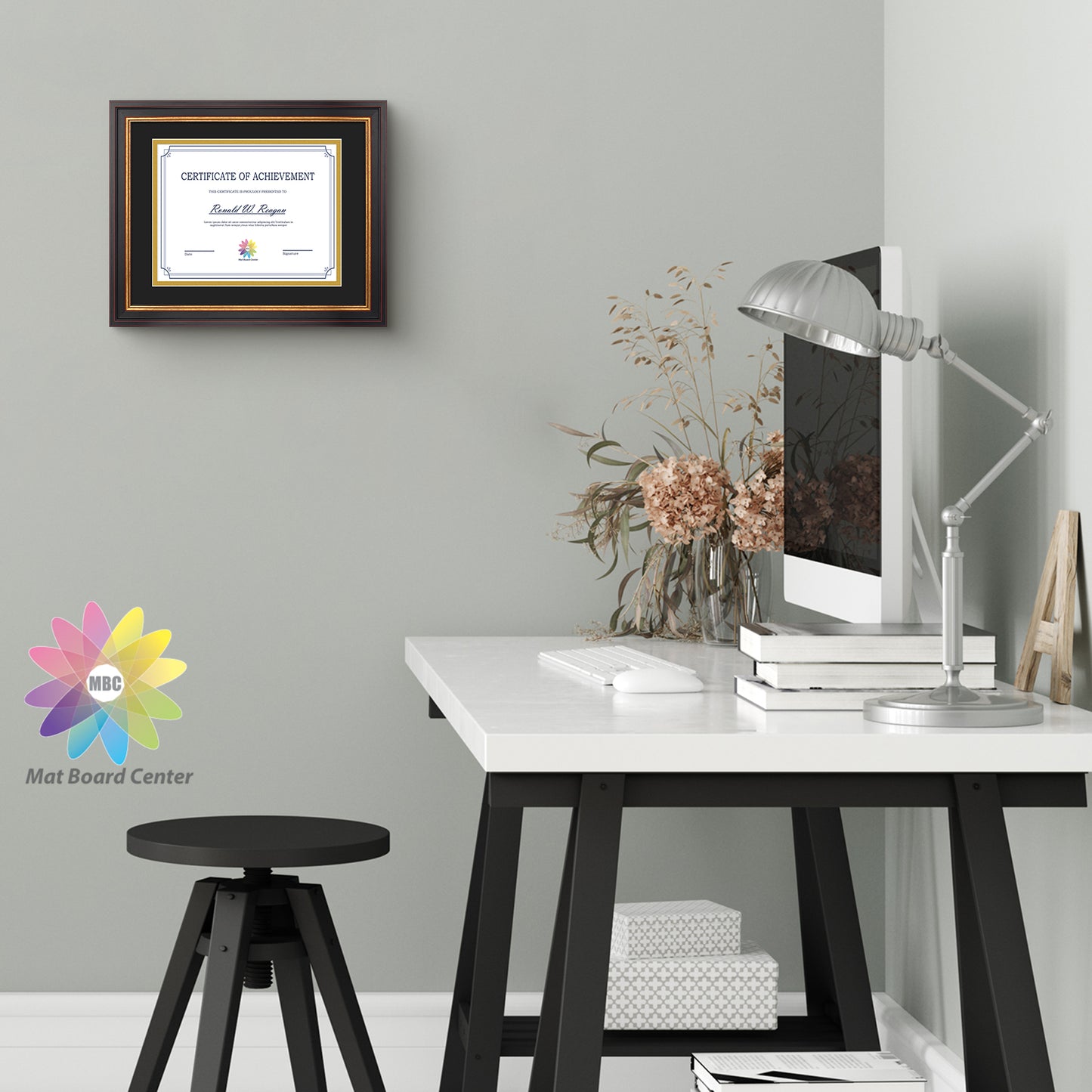 11x14 Diploma Frame for 8.5x11 Certificate with Double Mat and Real Glass Black Gold & Burgundy Color
