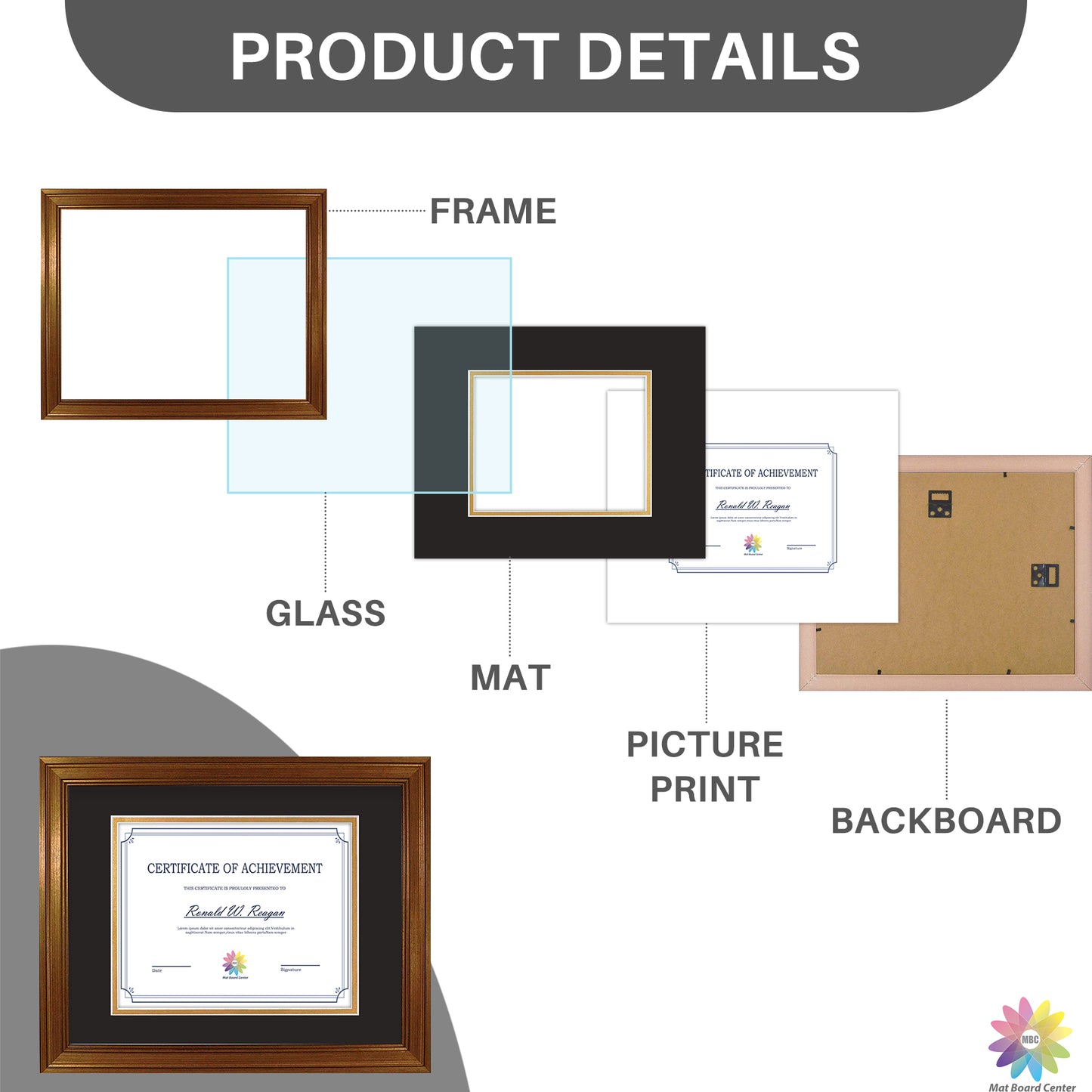 11x14 Diploma Frame for 8x10 Certificate Dark Gold Color (10 Pcs per Box)