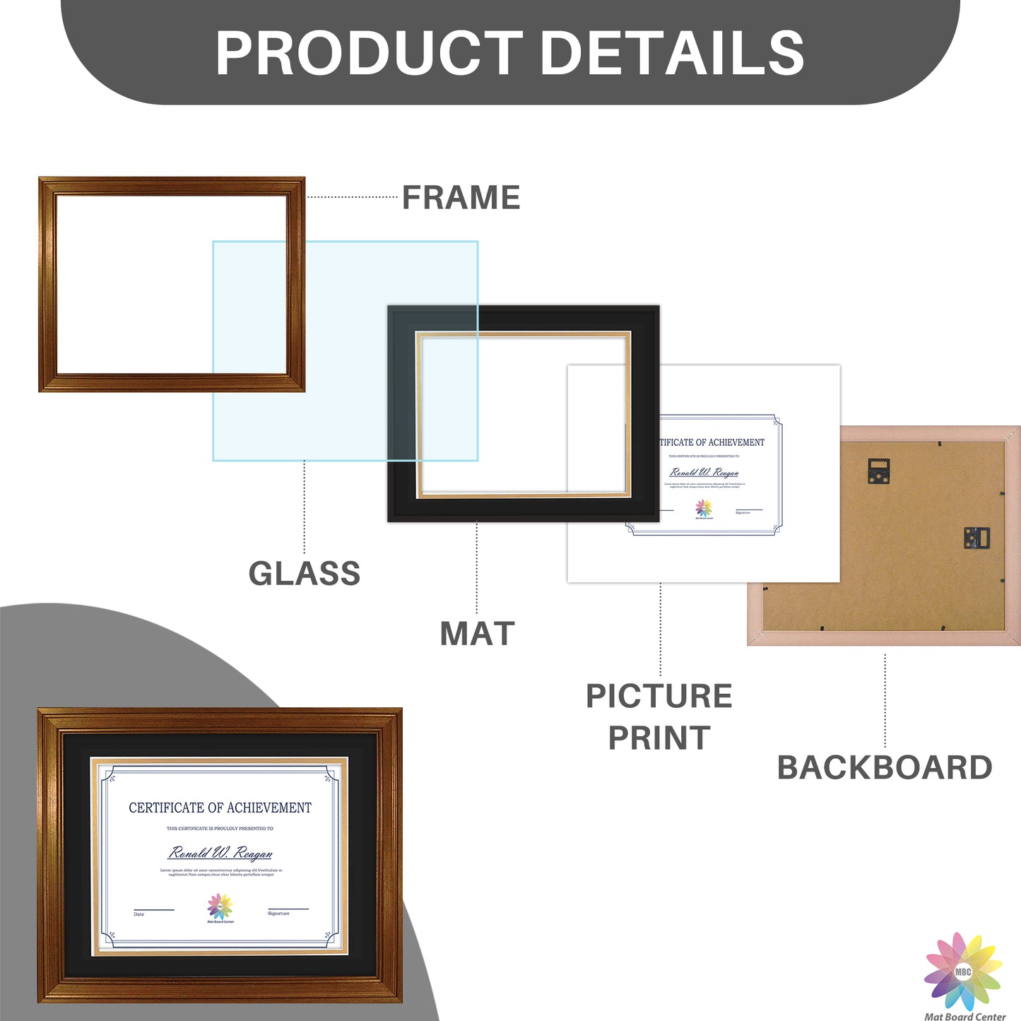 11x14 Diploma Frame for 8.5x11 Certificate Dark Gold Color (10 Pcs per Box)