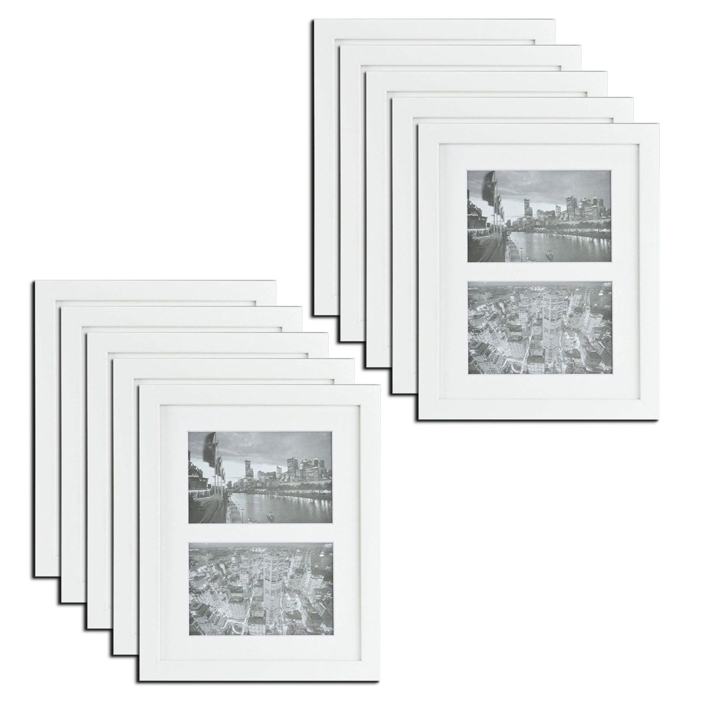 8x10 Collage Picture Frames for Two 4x6 Picture Wood Frames (10 Pcs per Box) White