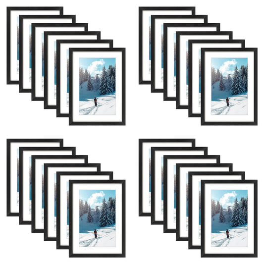 5x7 Metal Frame for 4x6 Photo with White Mat (24 Pcs Per Box) Black
