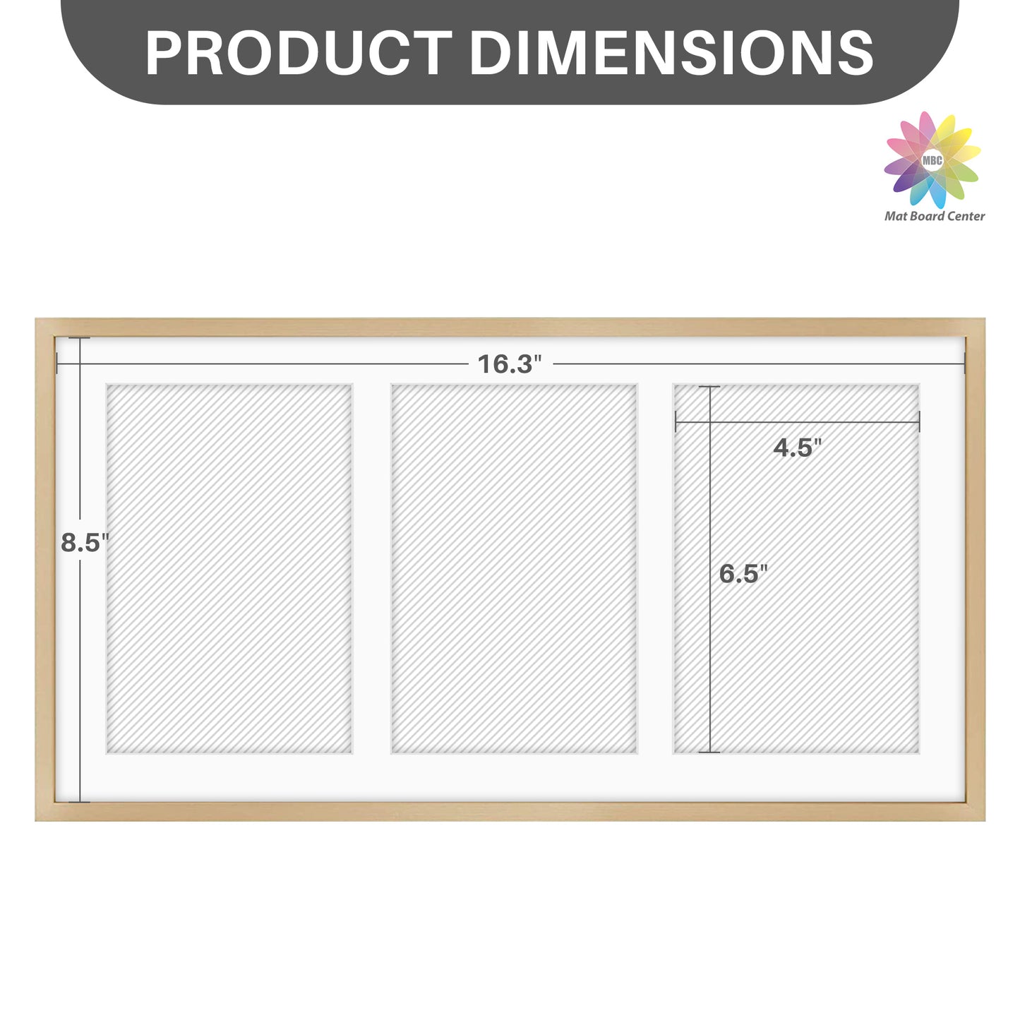 8.5x16.3 Collage Picture Frame for Three 5x7 Photos (6 Pcs Per Box)